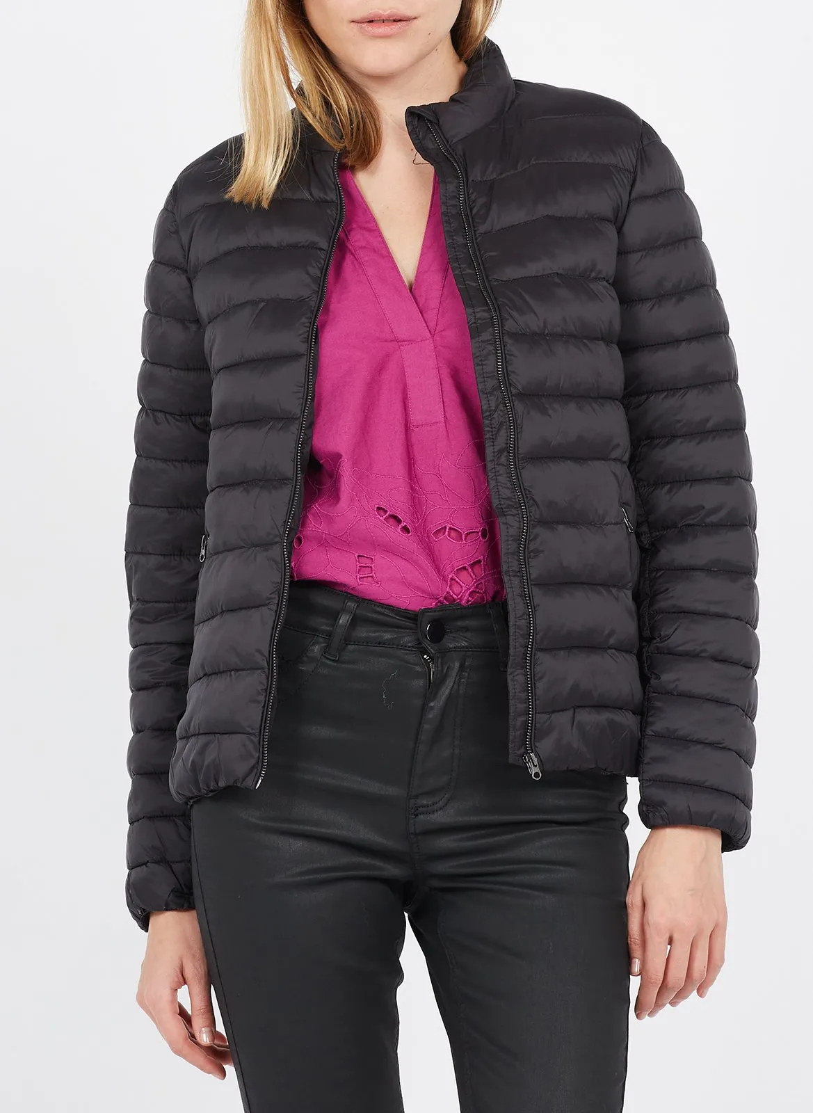 Doudoune fine col montant Noir OLIVIA