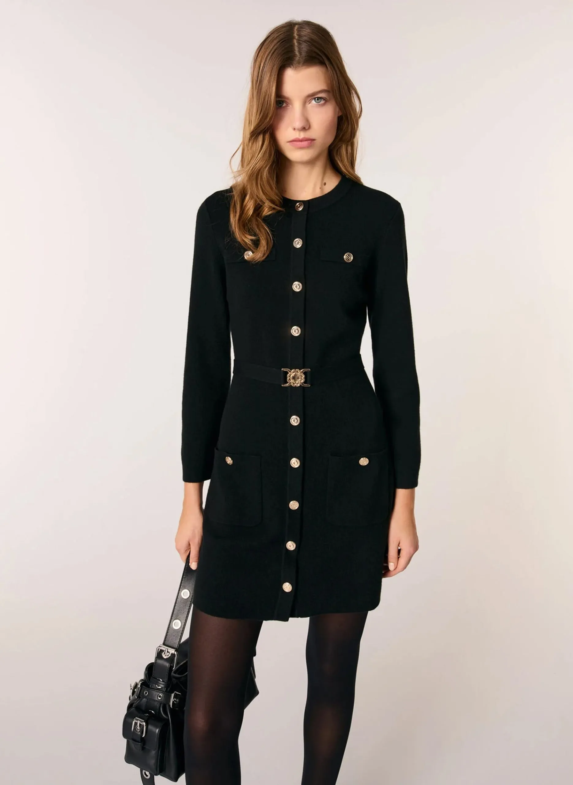 Robe courte ceinturée avec boléro Noir