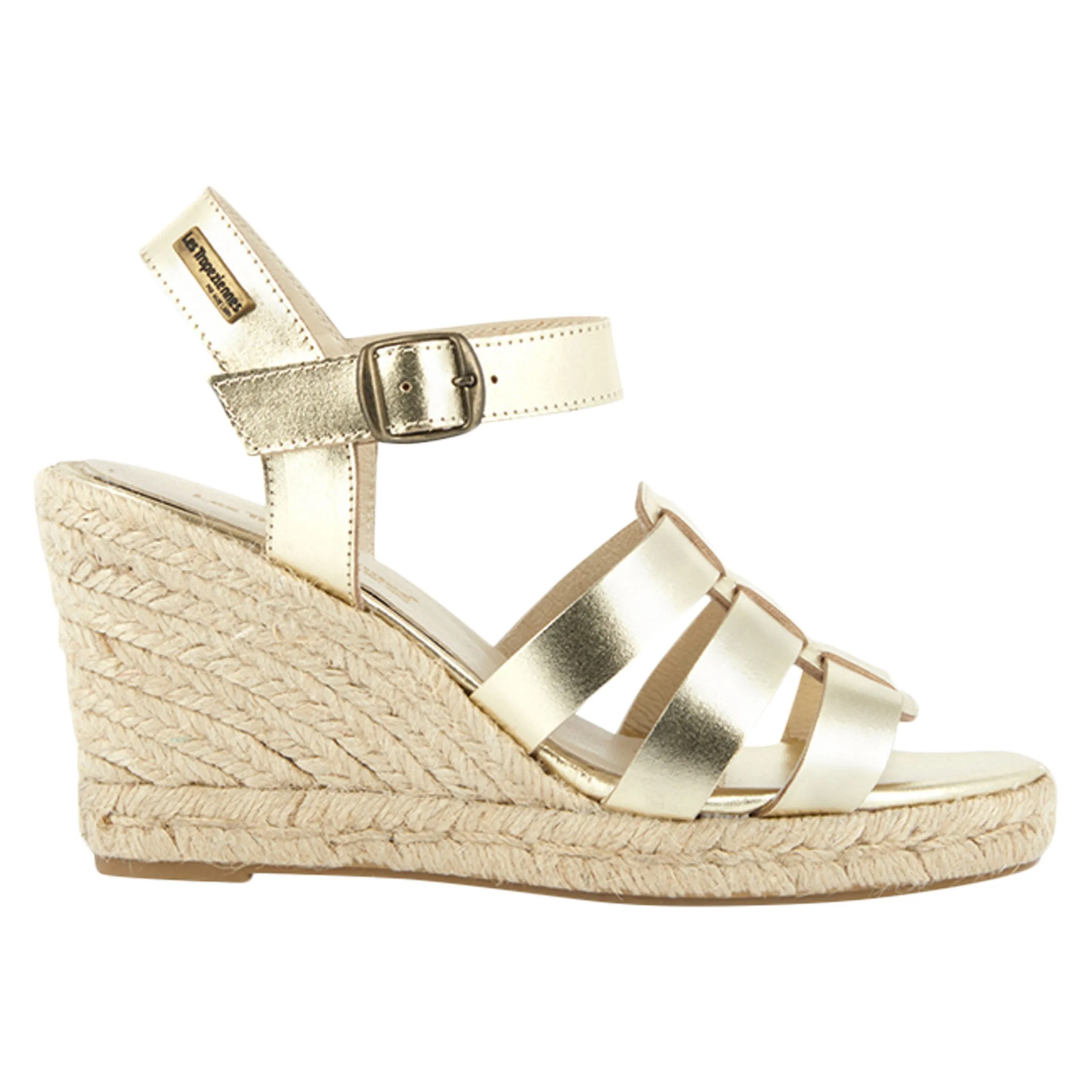 Sandales compensées en cuir Bacall Doré