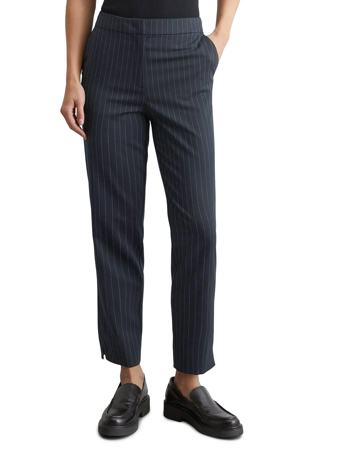 Pantalon cigarette slim rayé Multicolore