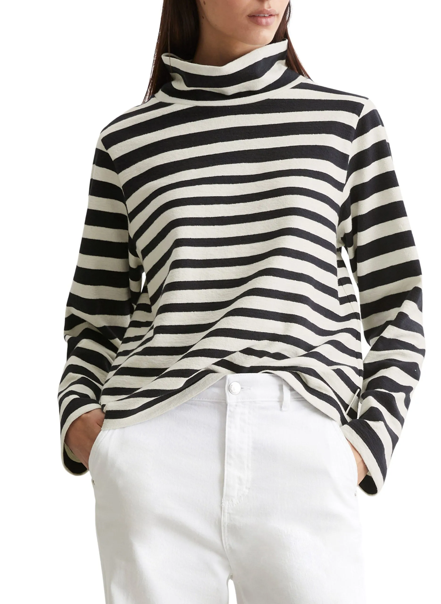 Tee-shirt droit rayé en coton Bleu