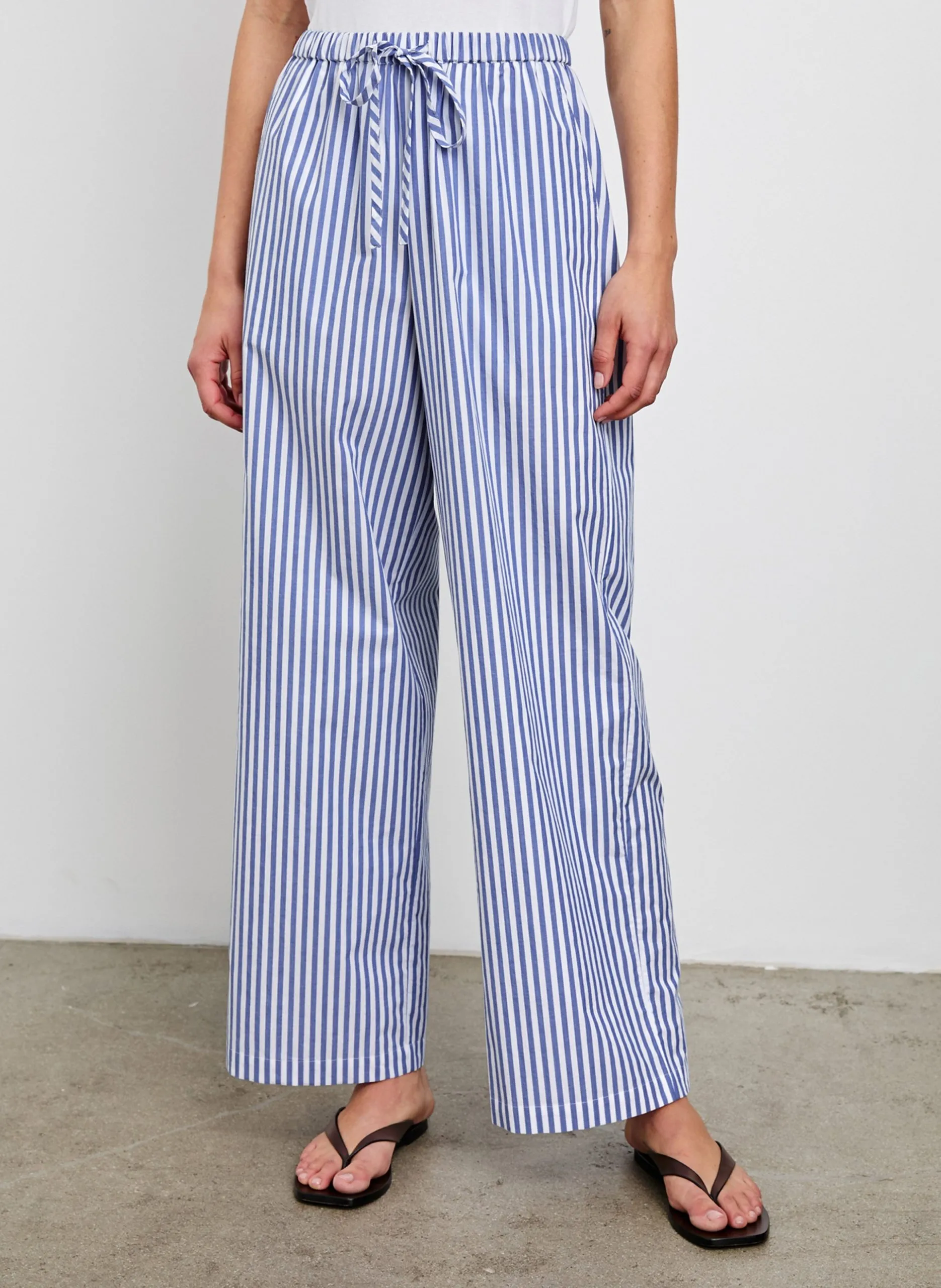 Pantalon large en coton Bleu EMMIE
