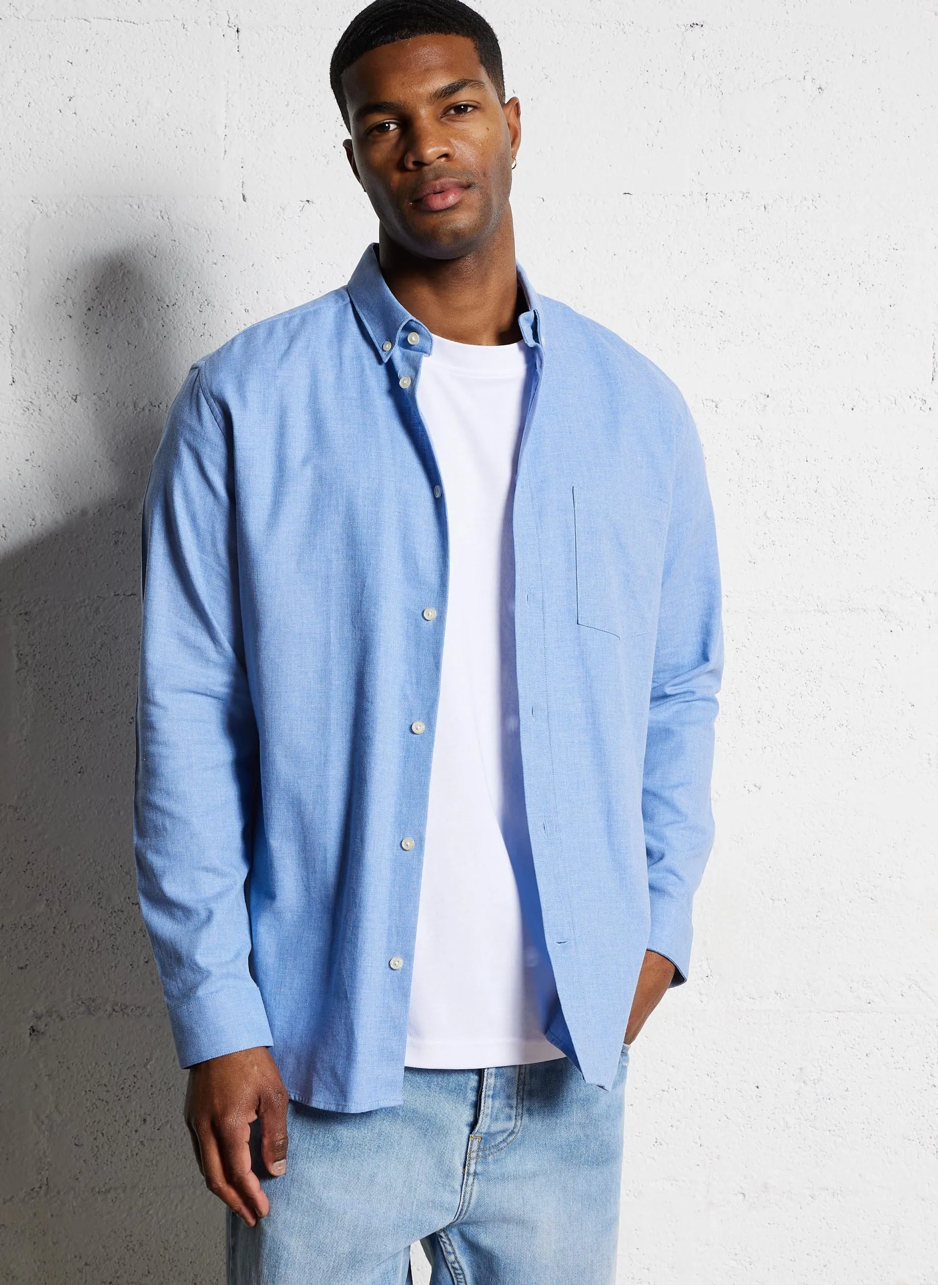 Chemise regular en coton Bleu CLANNEL