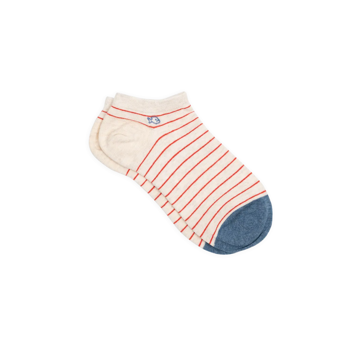 Socquettes en coton peigné à rayures fines Beige