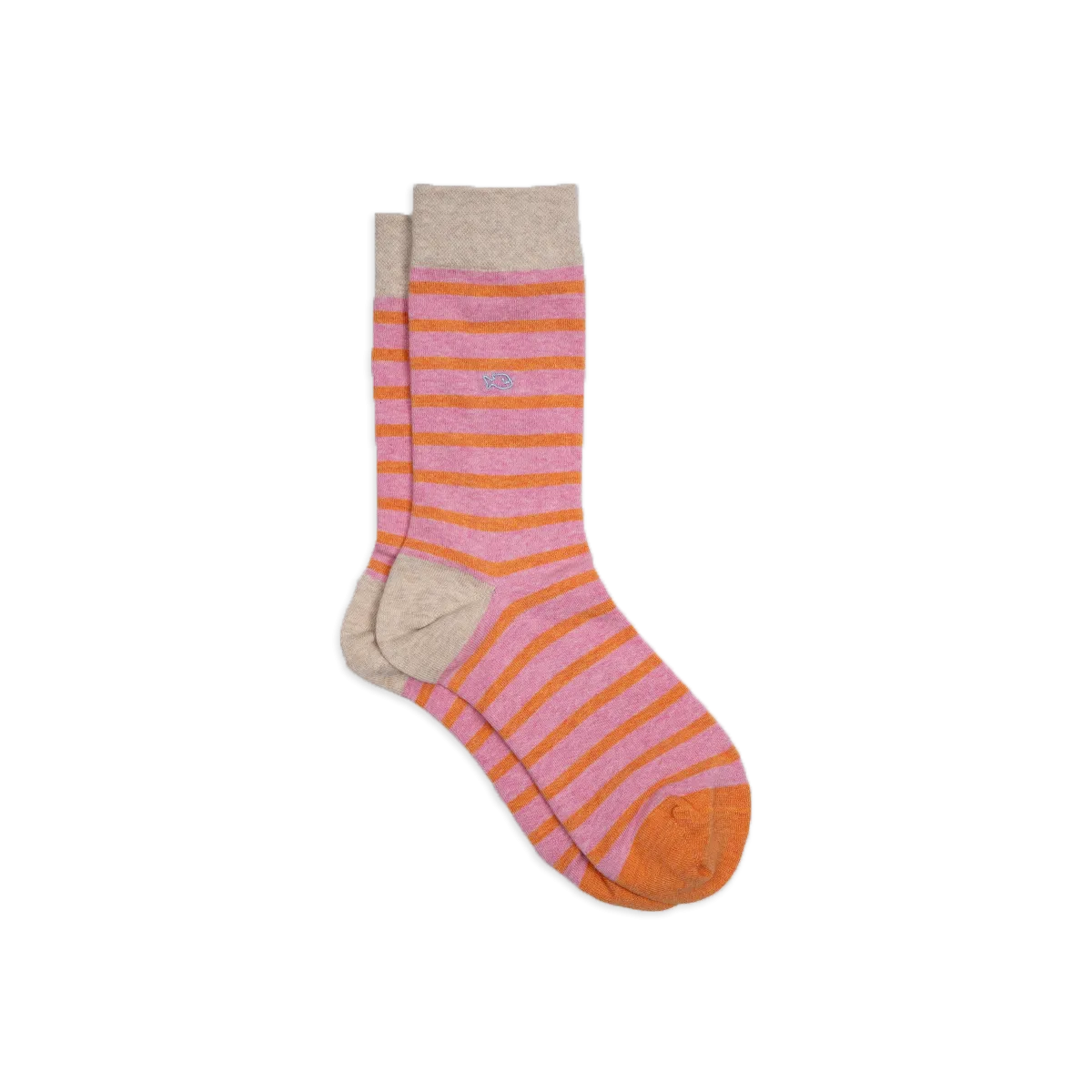 Chaussettes en coton peigné à rayures larges Rose