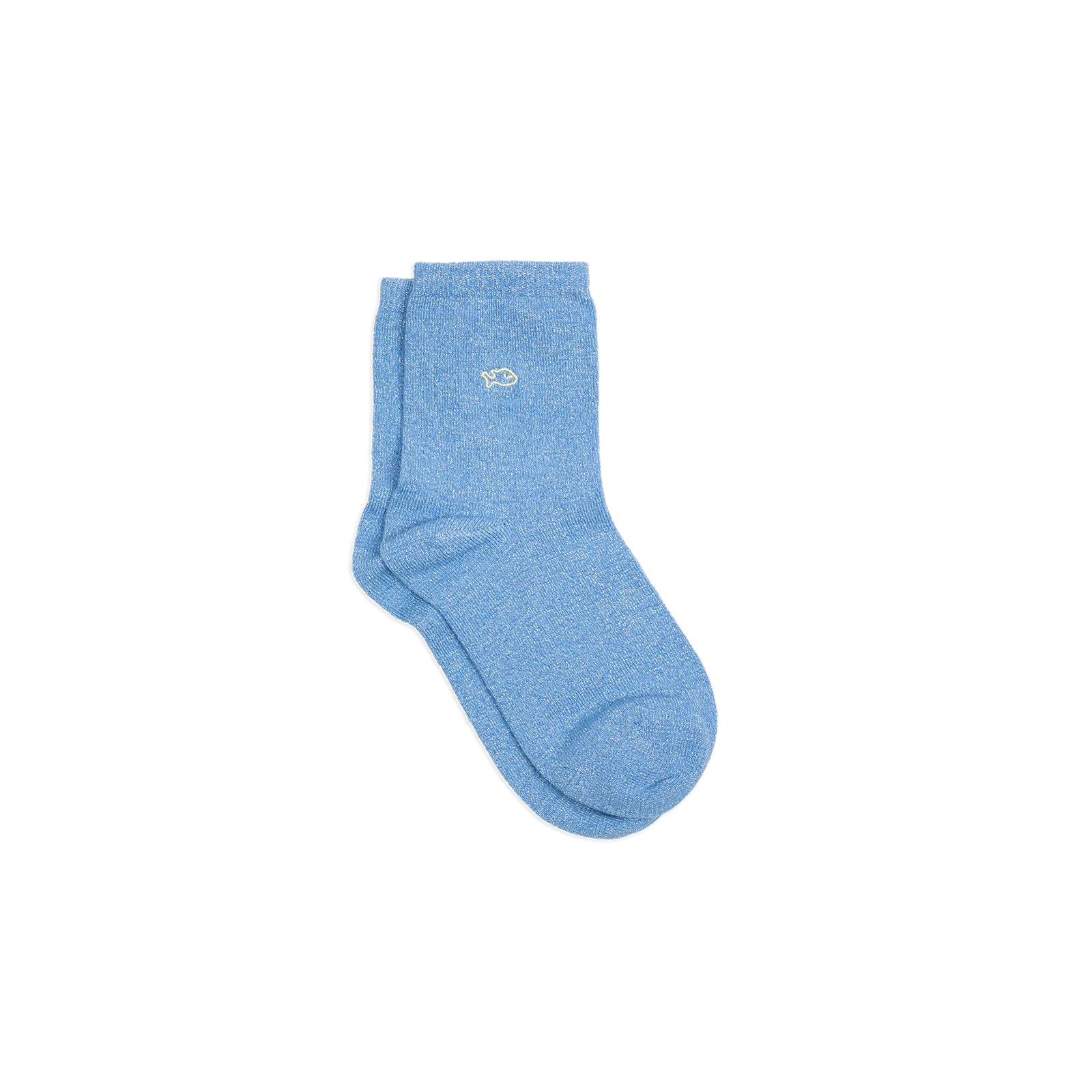 Chaussettes pailletées en coton peigné unies Bleu