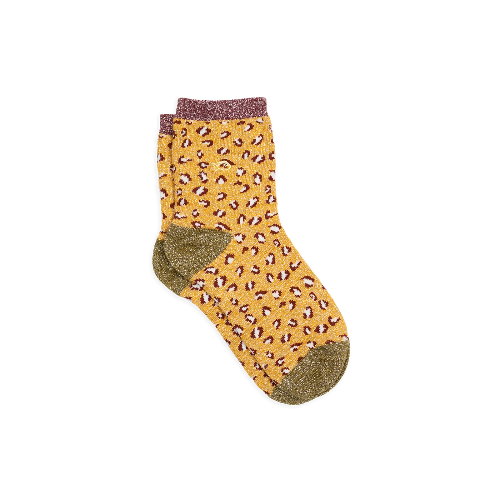 Chaussettes en coton peigné léopard Jaune