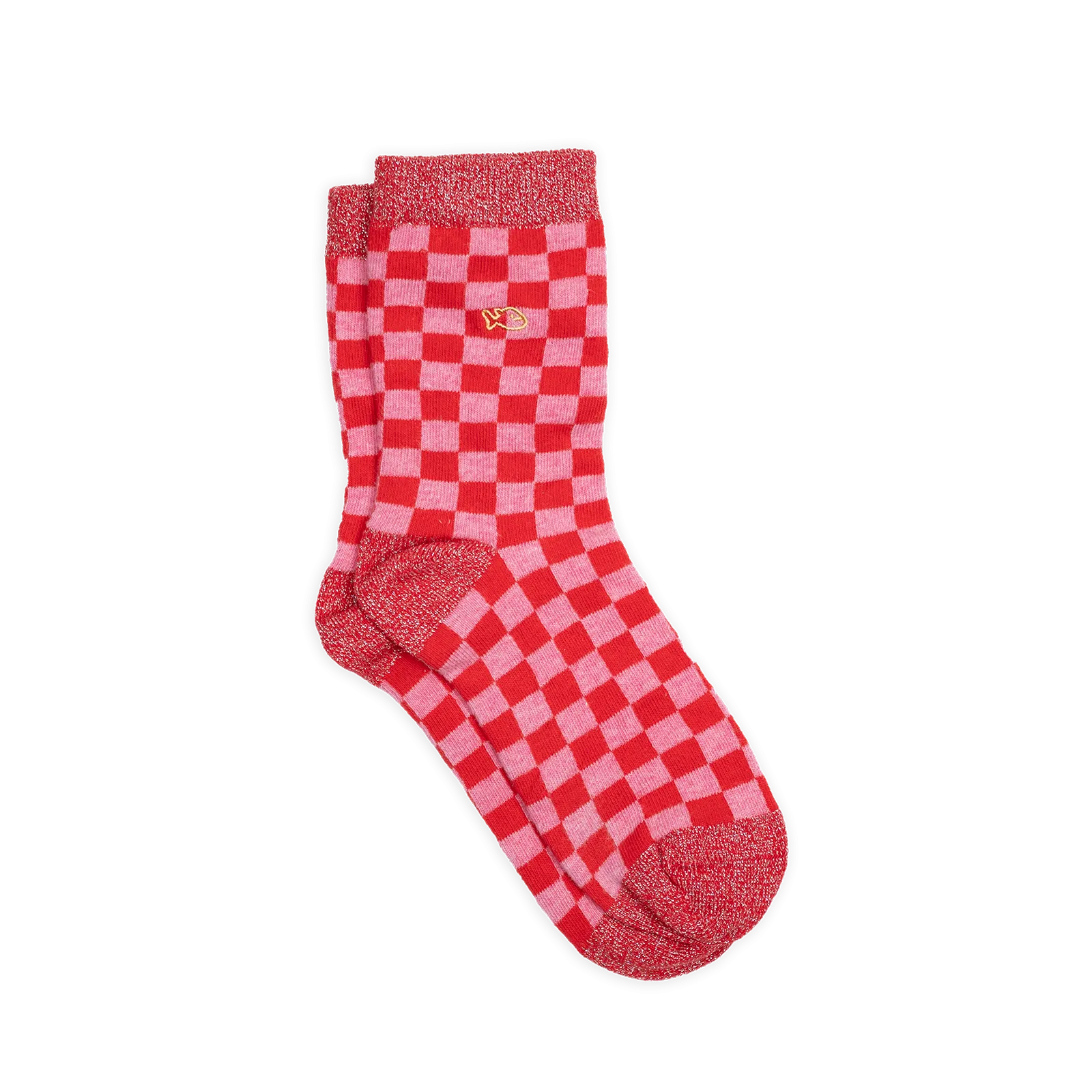 Chaussettes en coton peigné carreaux Rouge