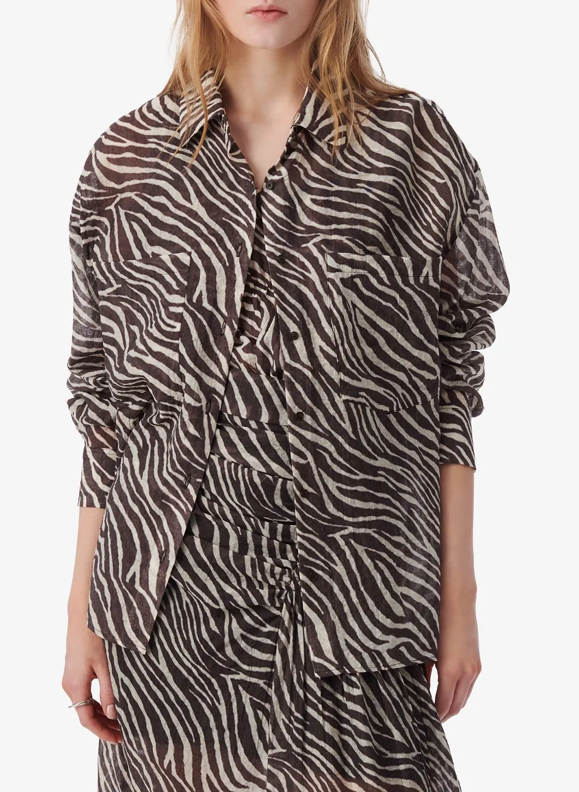 Chemise oversize imprimée Marron FARRI