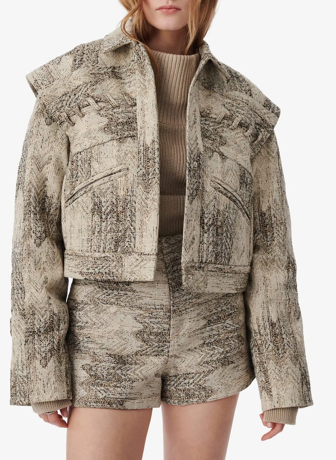 Veste brodée en coton mélangé Beige MISA