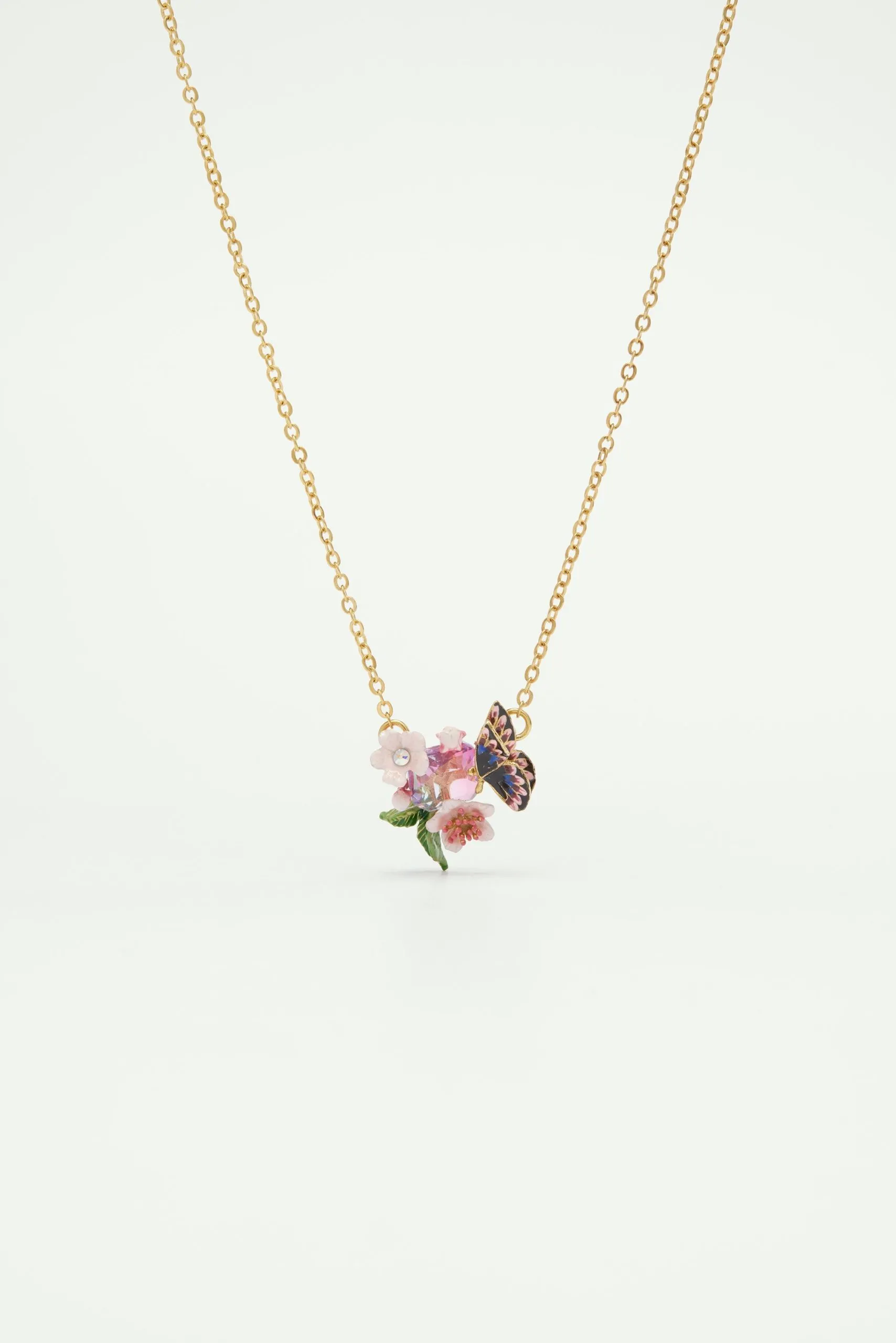Collier papillon du japon et fleurs de cerisier Multicolore