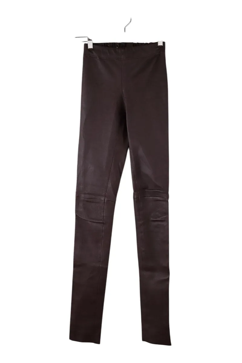 Pantalon slim en cuir Marron