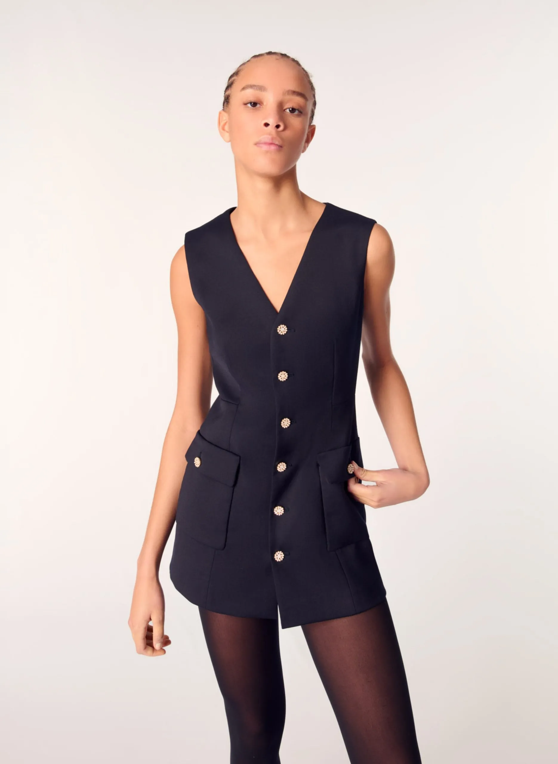 Robe cintrée col V Bleu