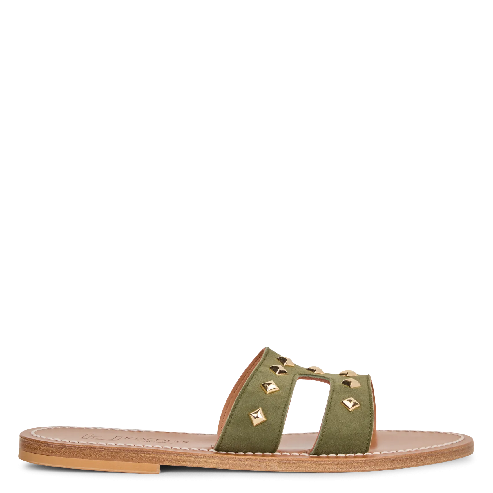 Claquette à découpes en cuir Vert MENANDRE