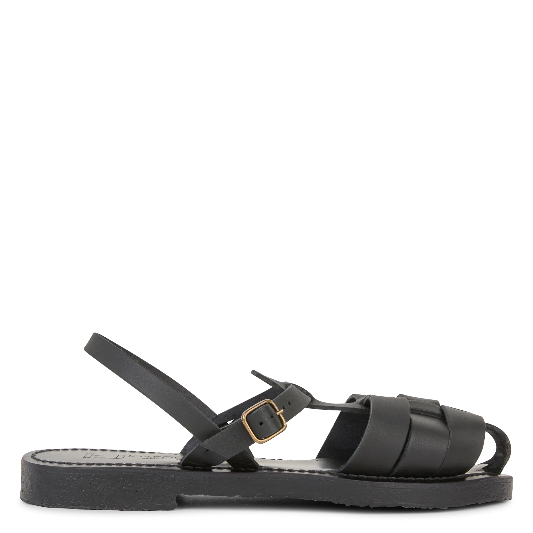 Sandales plates en cuir Noir NYMERIA