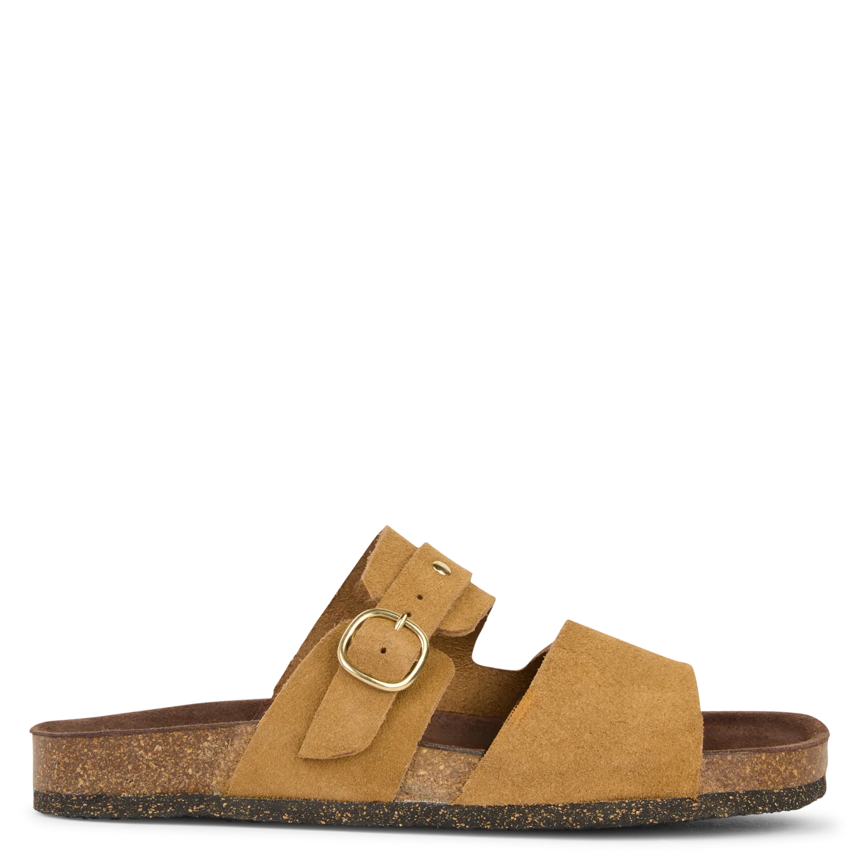 Sandales plates en cuir velours Beige LUCILE