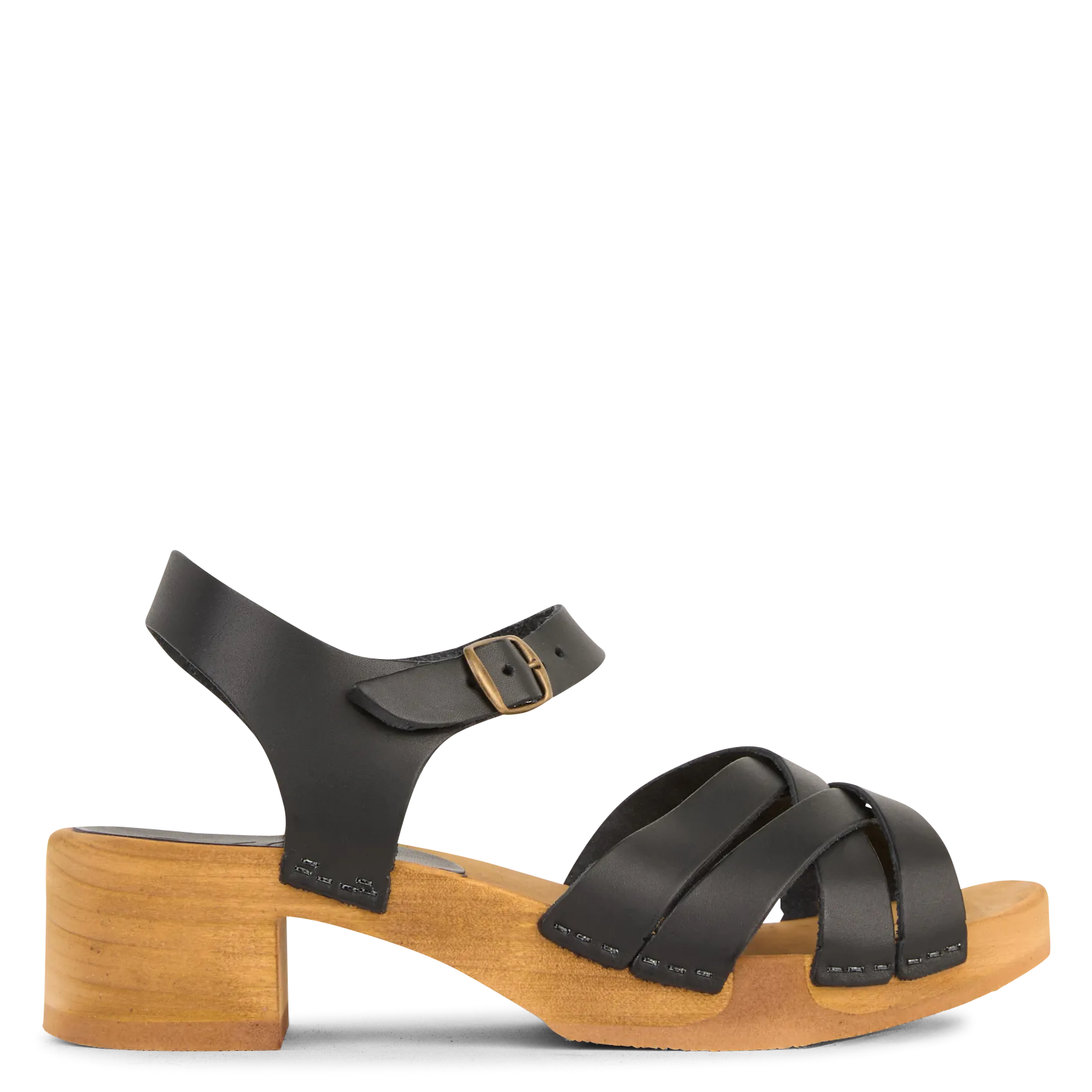 Sandales bridées à talon en cuir Noir APRILA