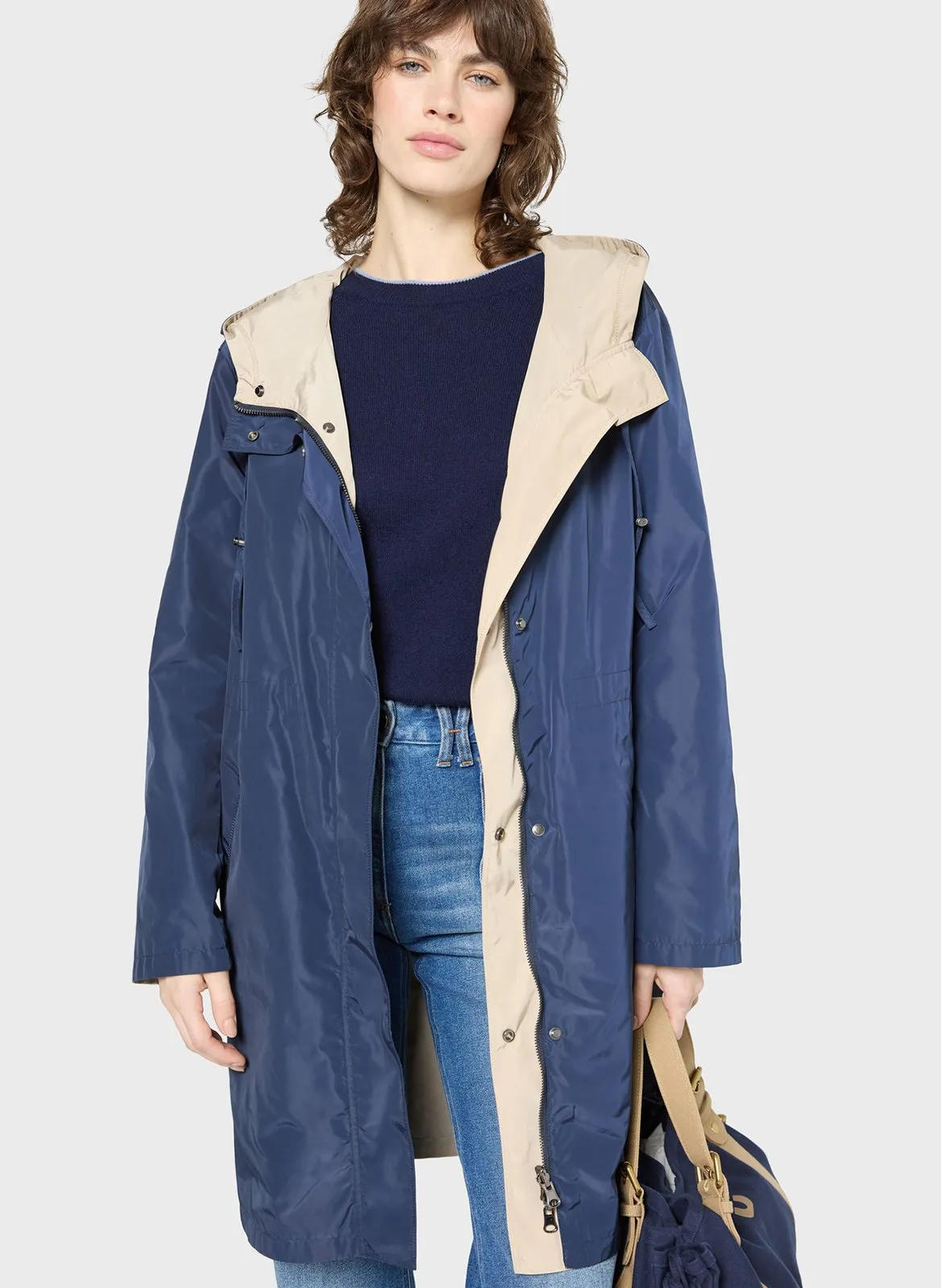 Parka réversible droite à capuche Bleu ZOFIA
