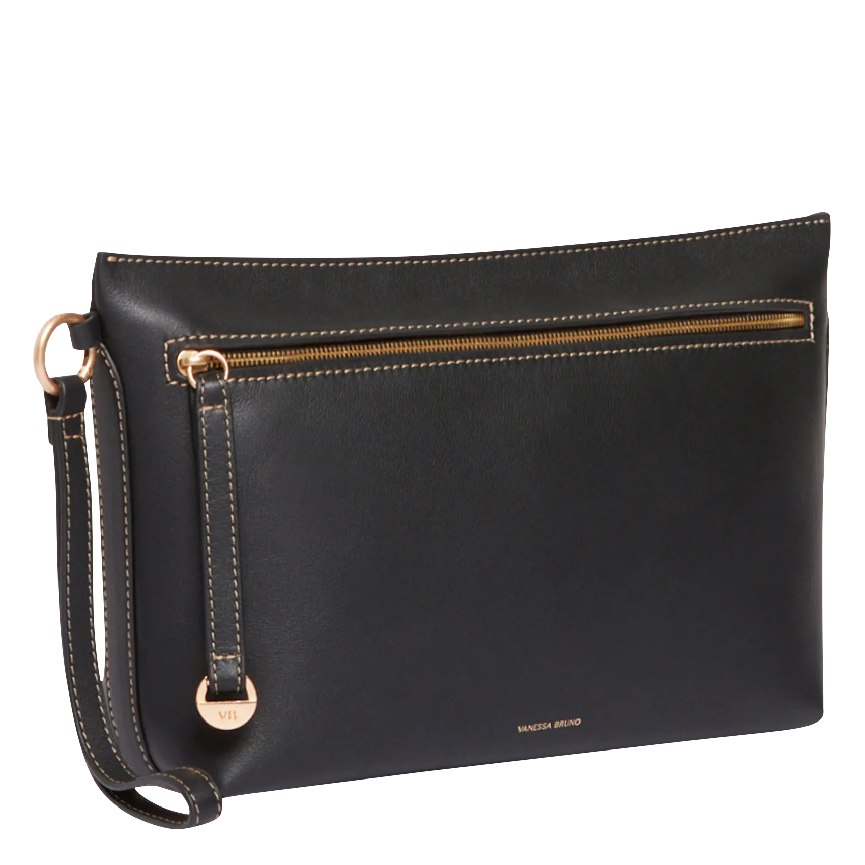 Pochette en cuir lisse Noir