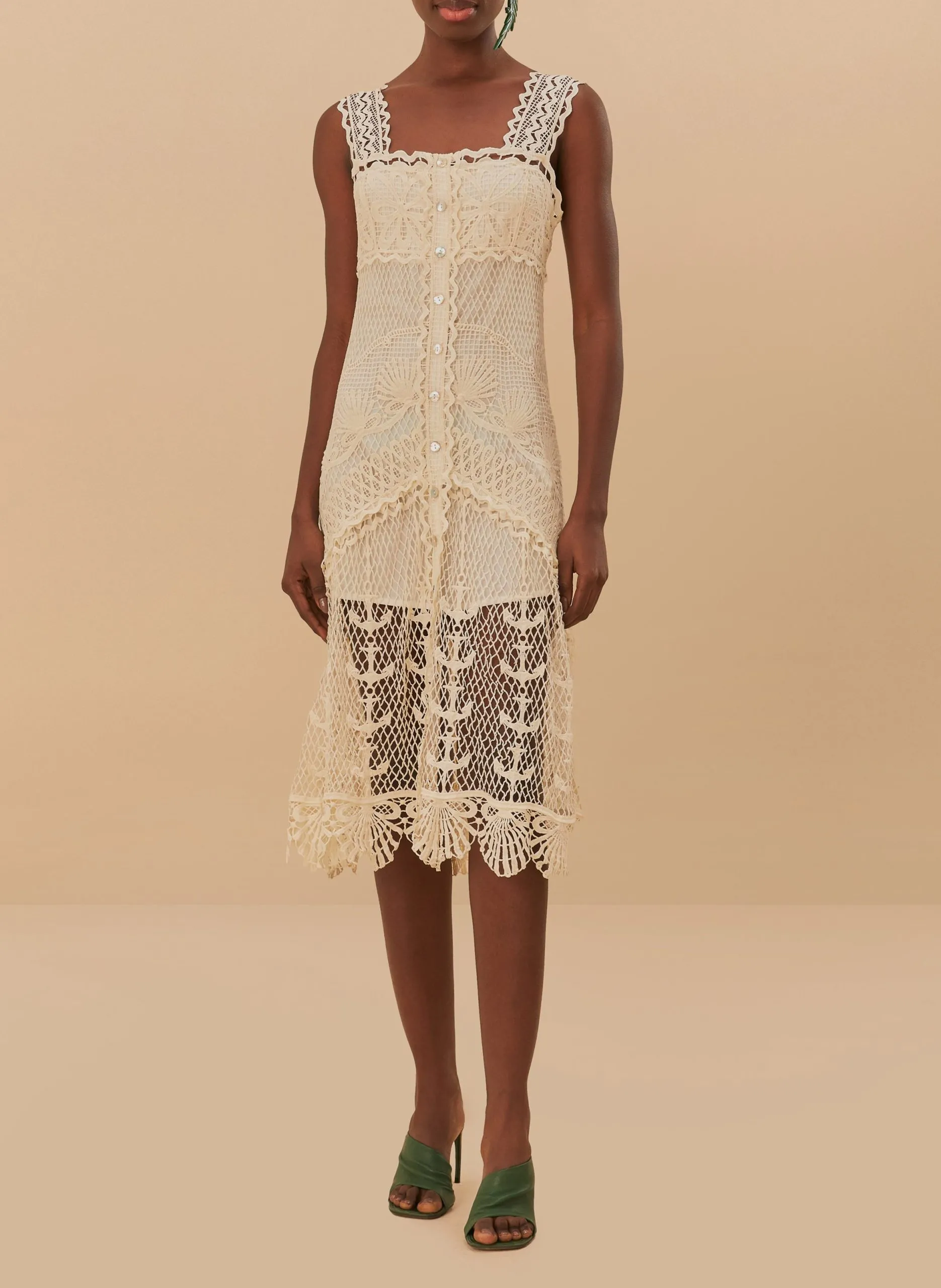 Robe longue en guipure Blanc