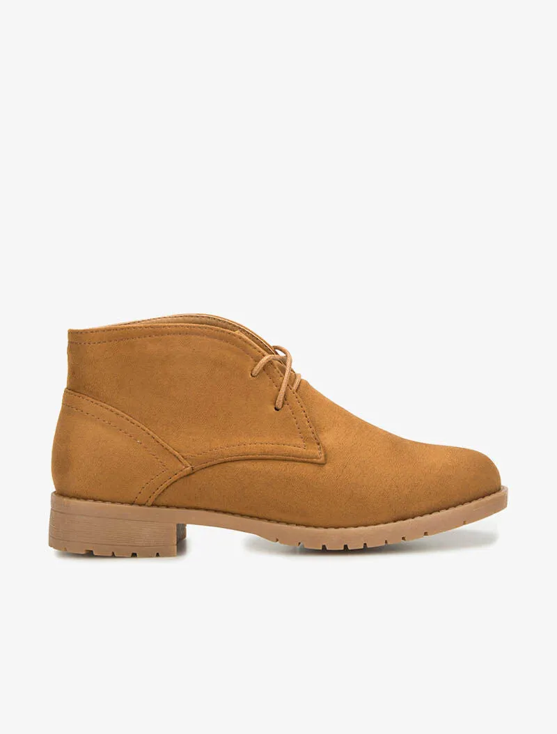 Boots suédine lacets - camel