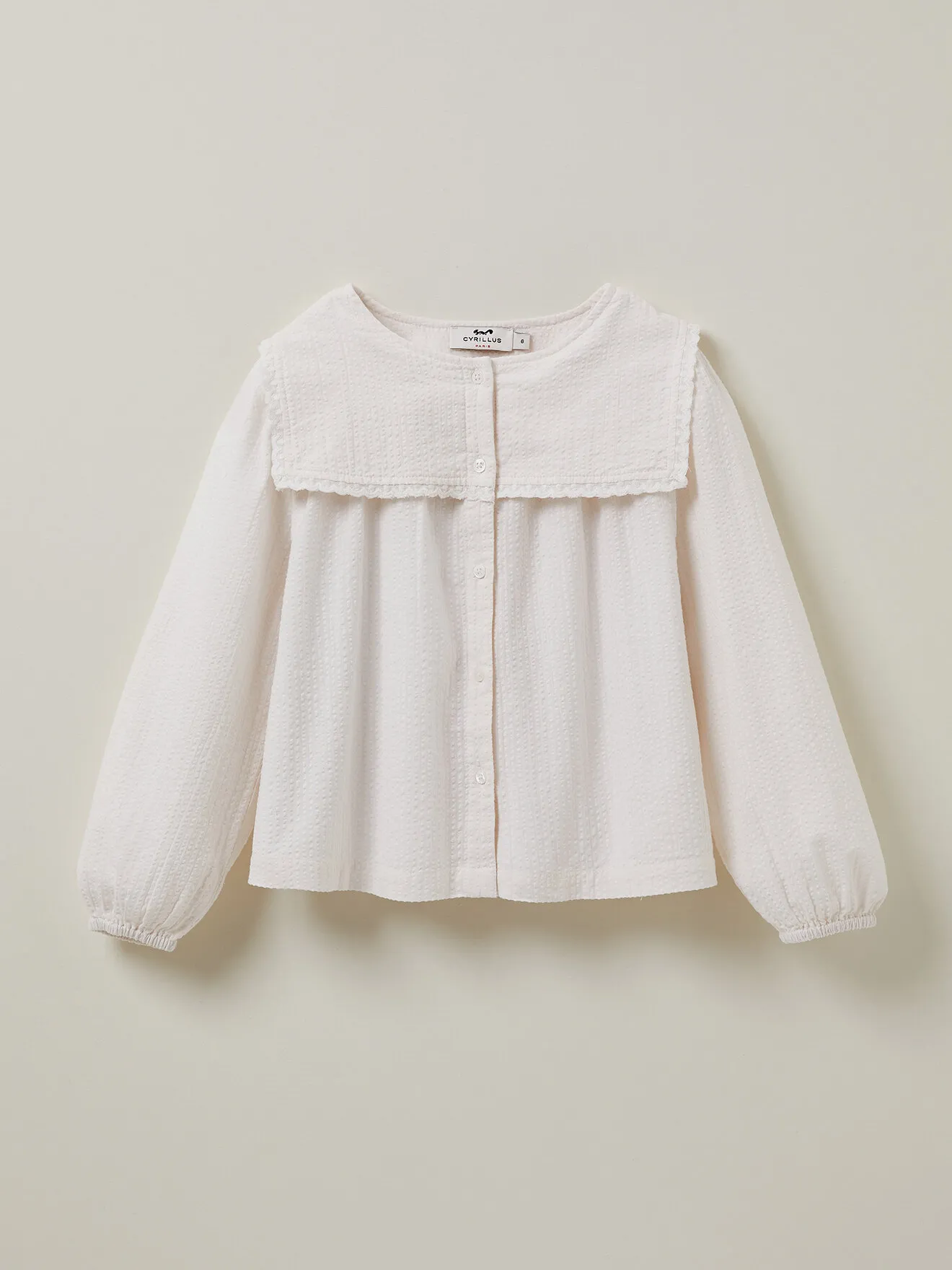 Chemise vareuse en seersucker Blanc