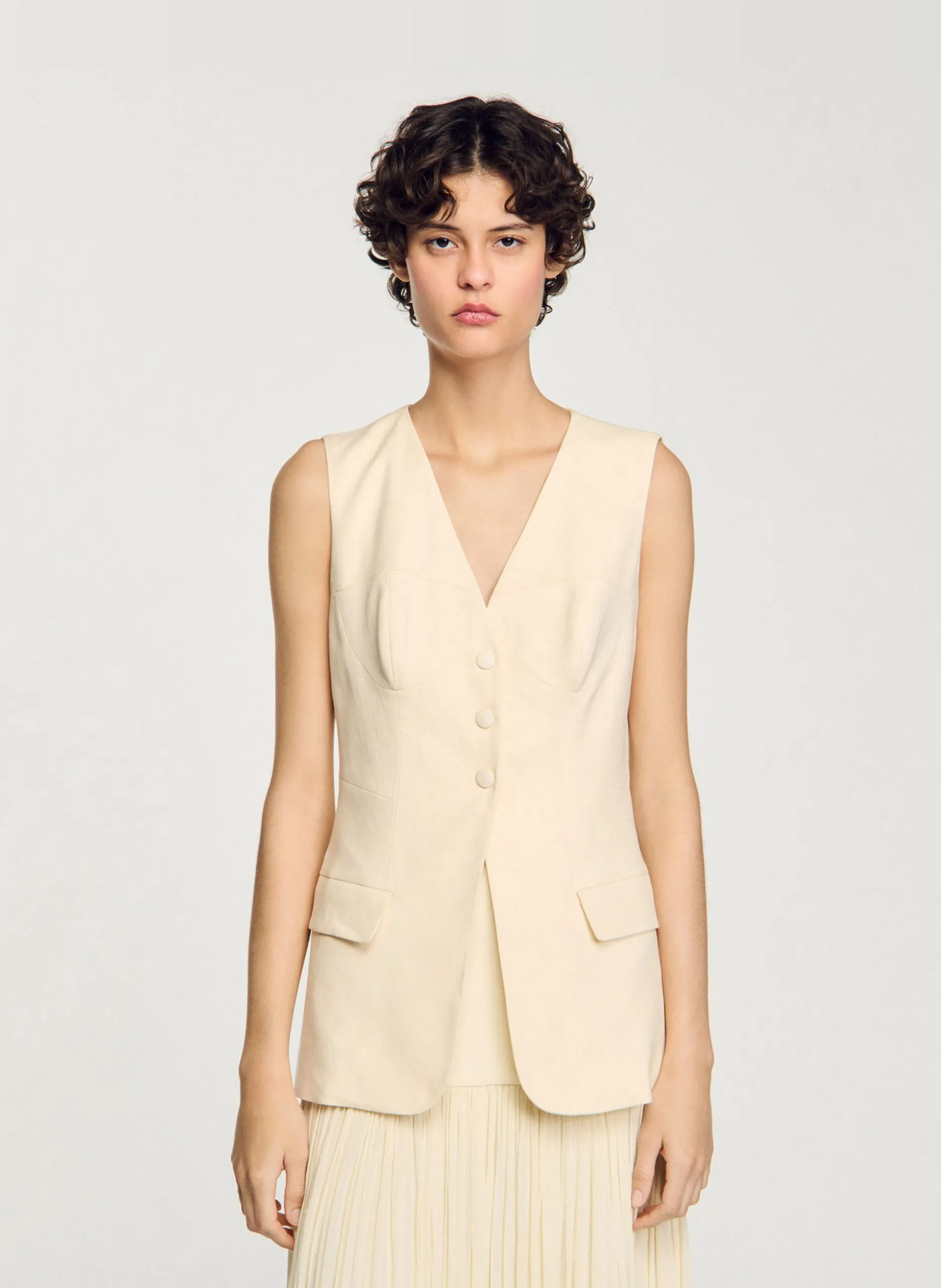 Gilet en lin mélangé Blanc