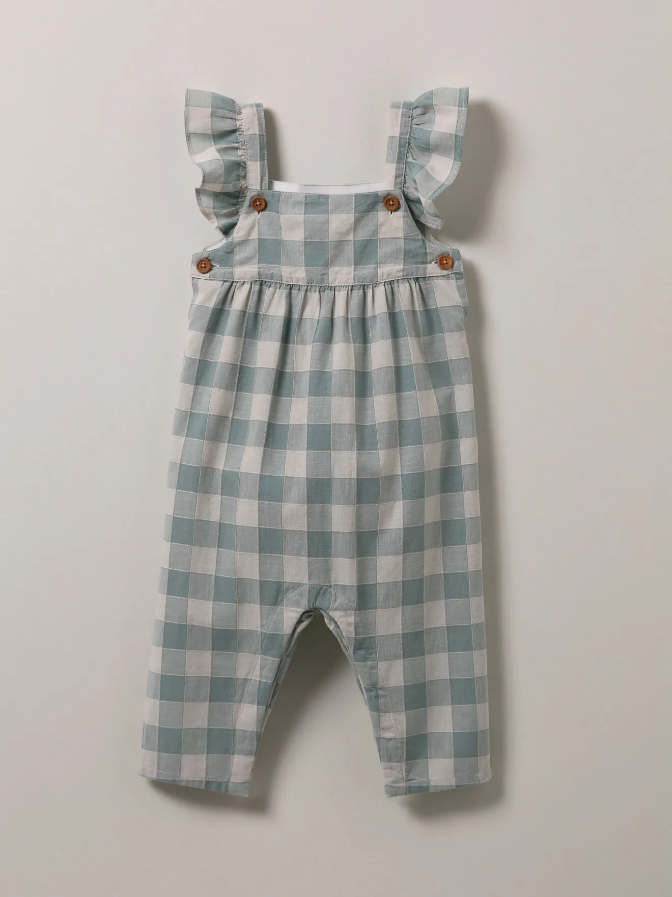 Salopette vichy en lin et coton Vert