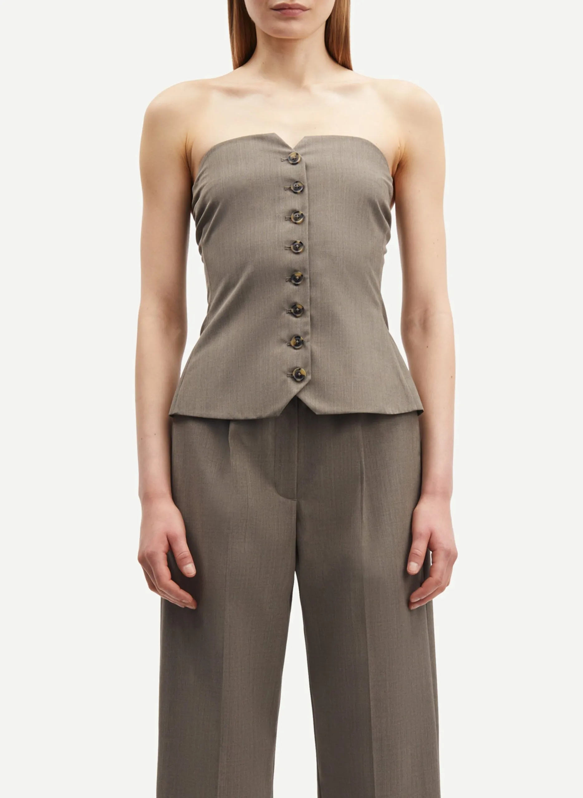 Bustier en fibres recyclées mélangées Beige SAELLEN