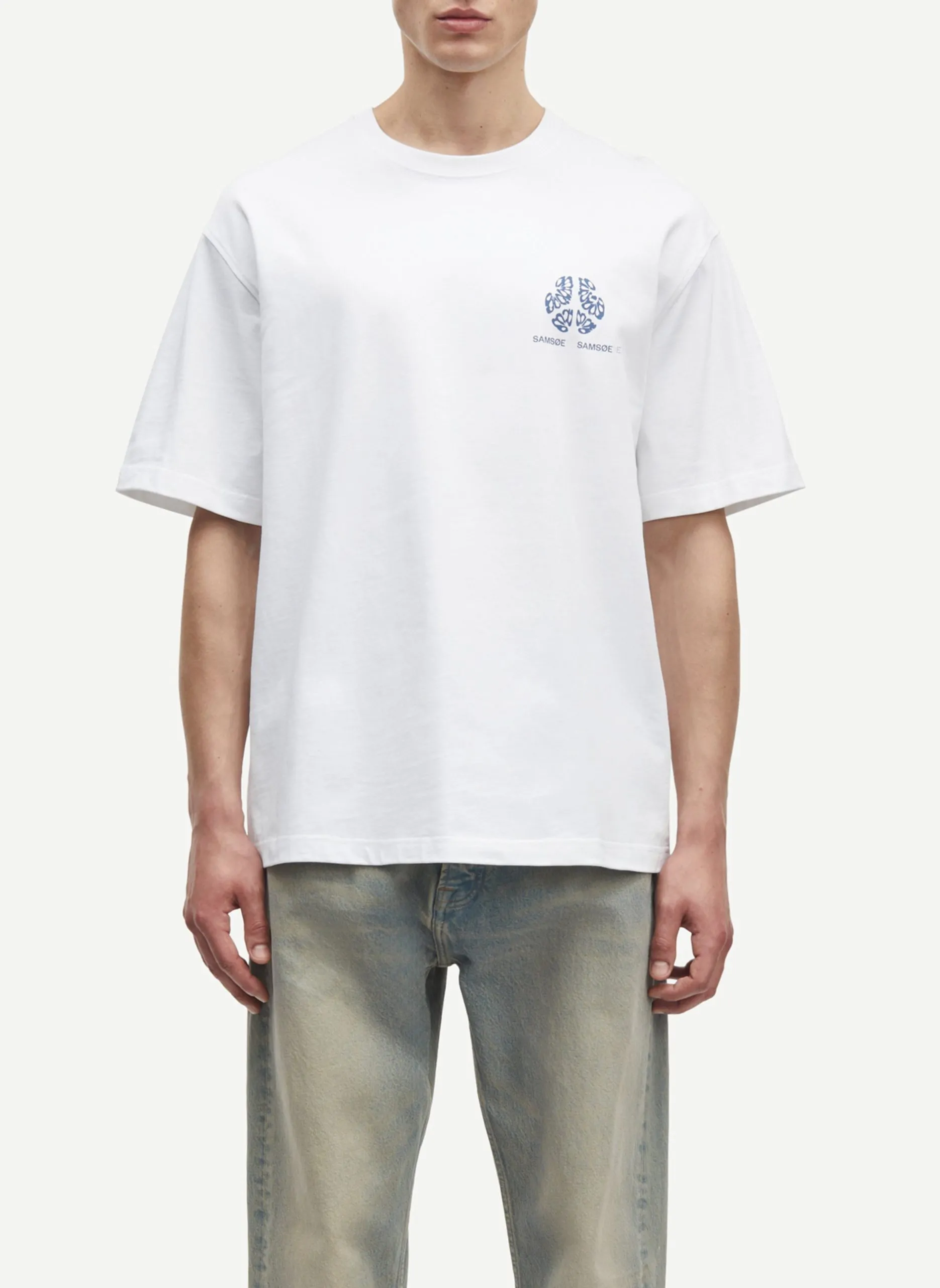 Tee-shirt droit en coton bio sérigraphié Blanc SAJOURNAL