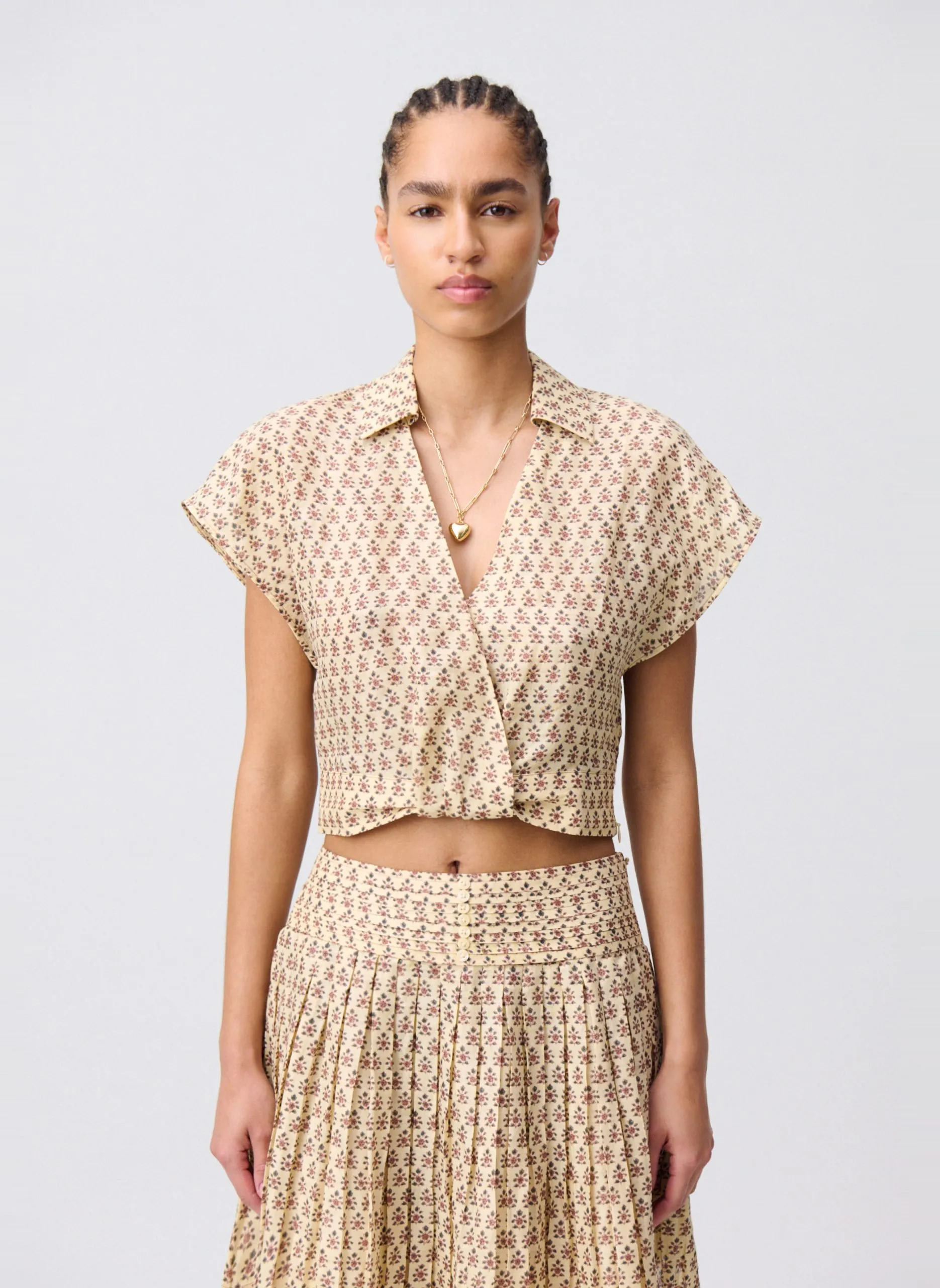 Chemise courte imprimée Multicolore