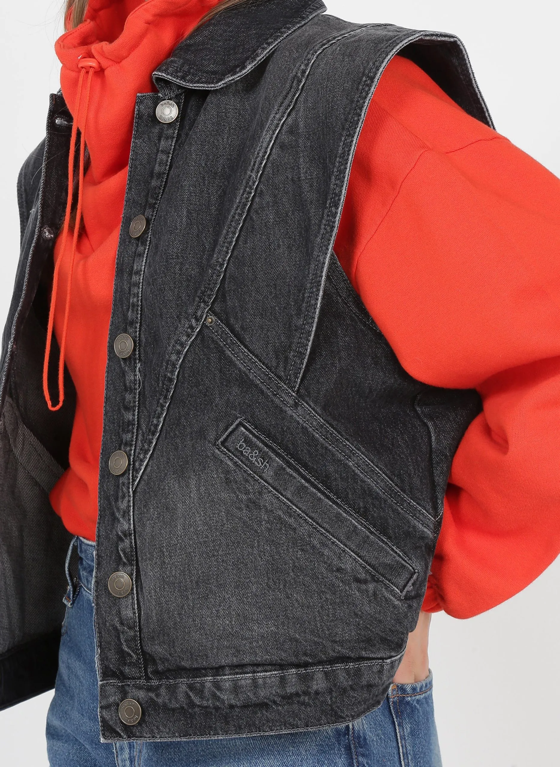 Veste en jean sans manches Noir MAX