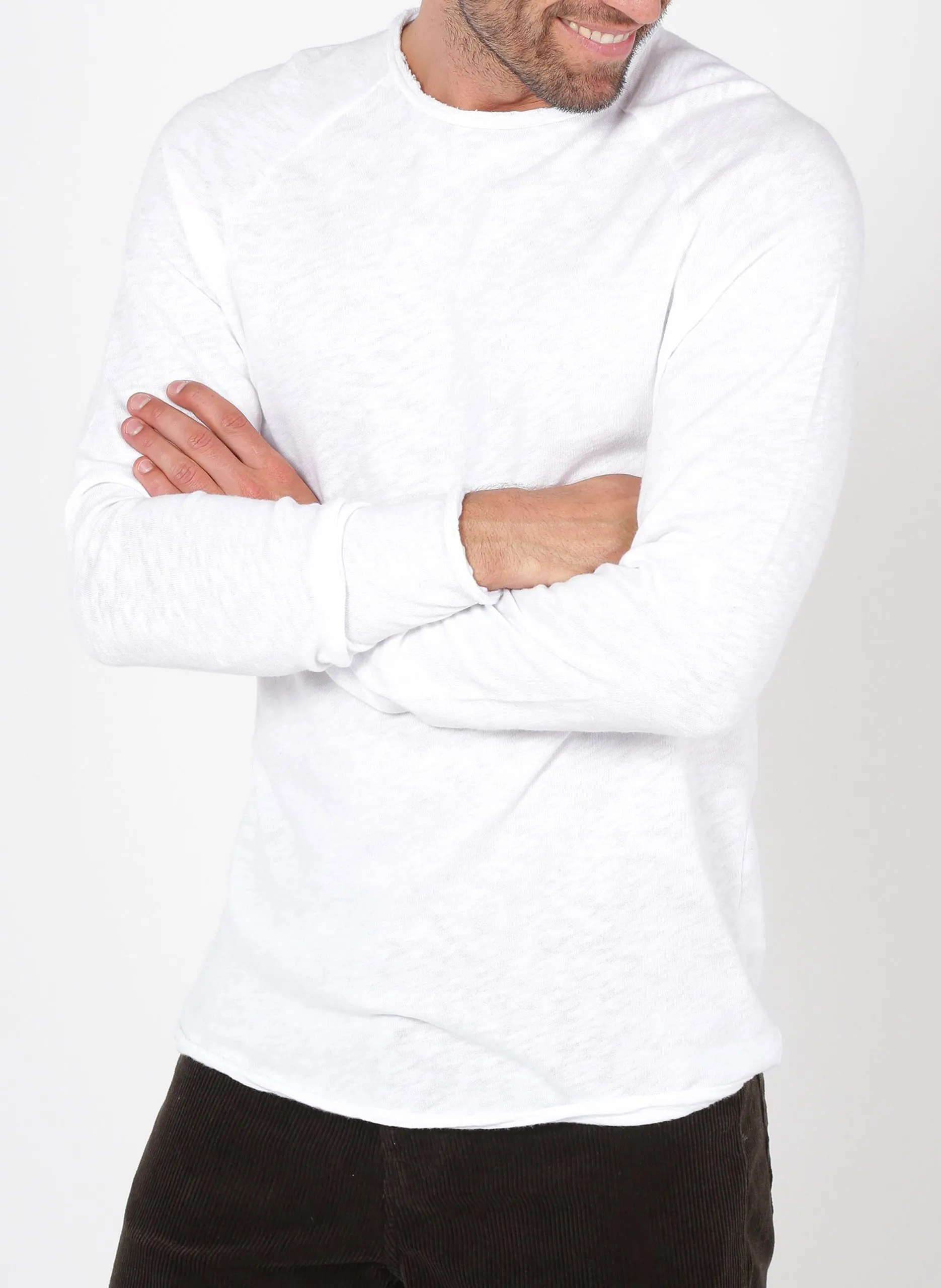 Tee-shirt col rond en coton flammé Blanc SONOMA