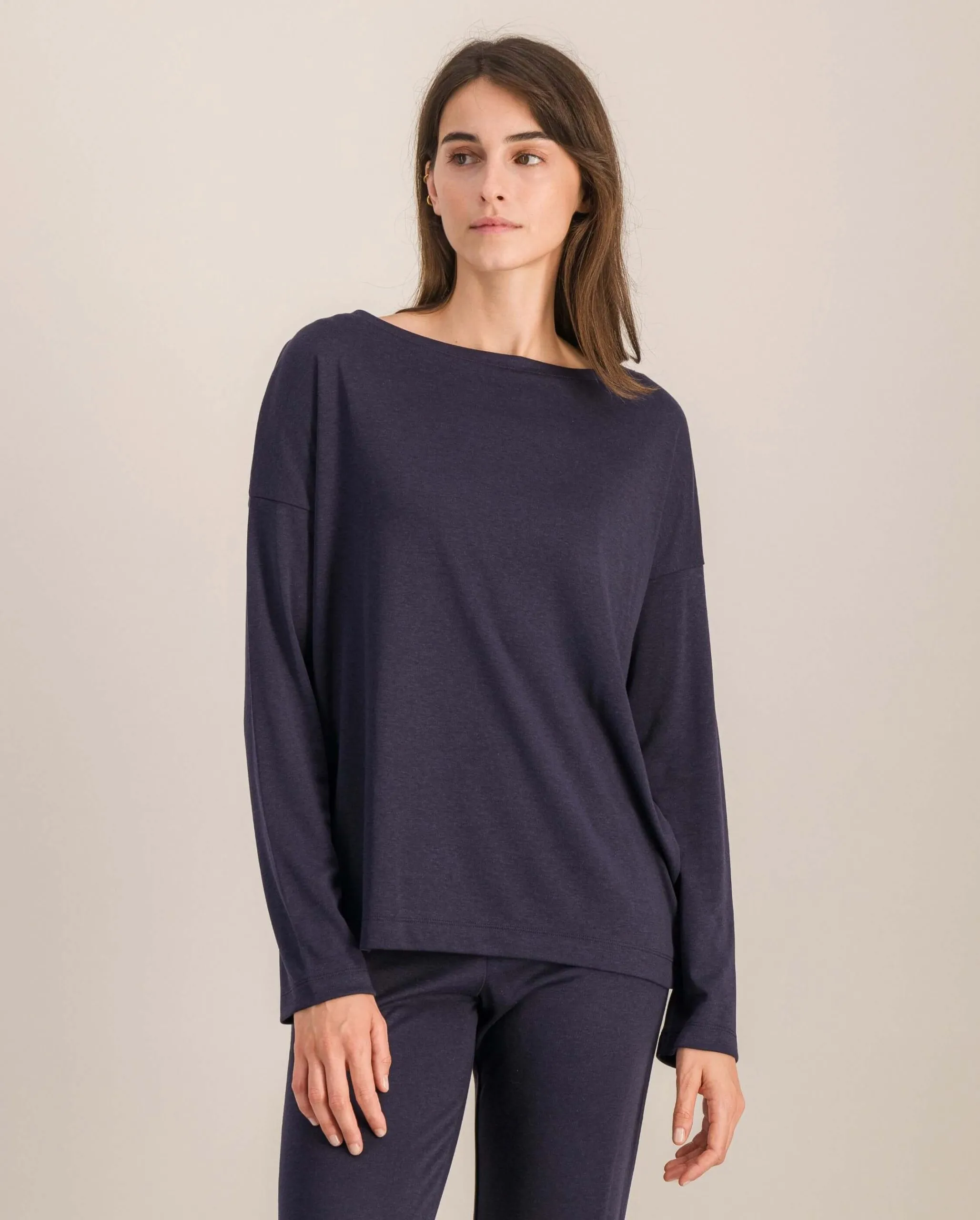 Haut de pyjama femme, marine Bleu