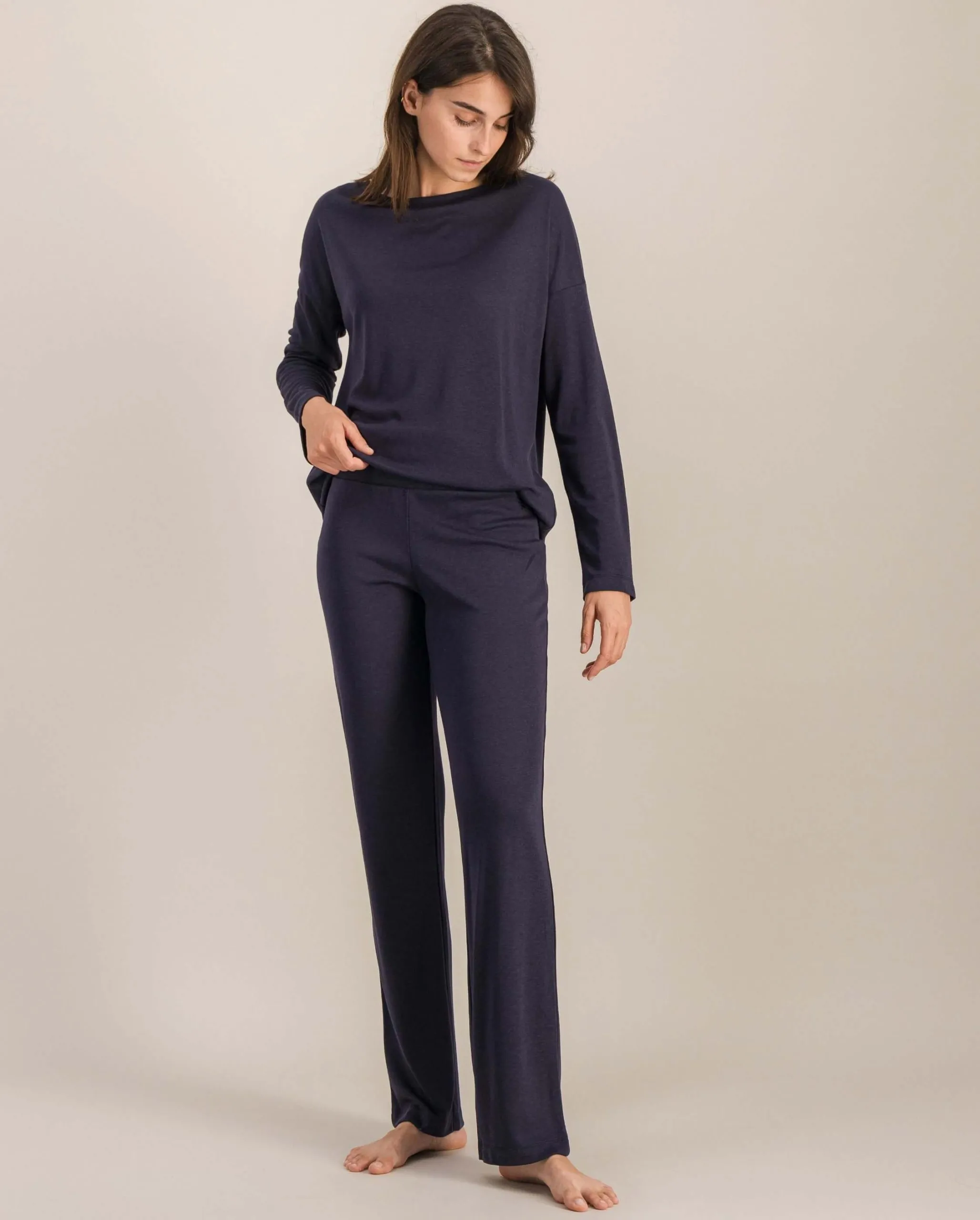Bas de pyjama femme, marine Bleu