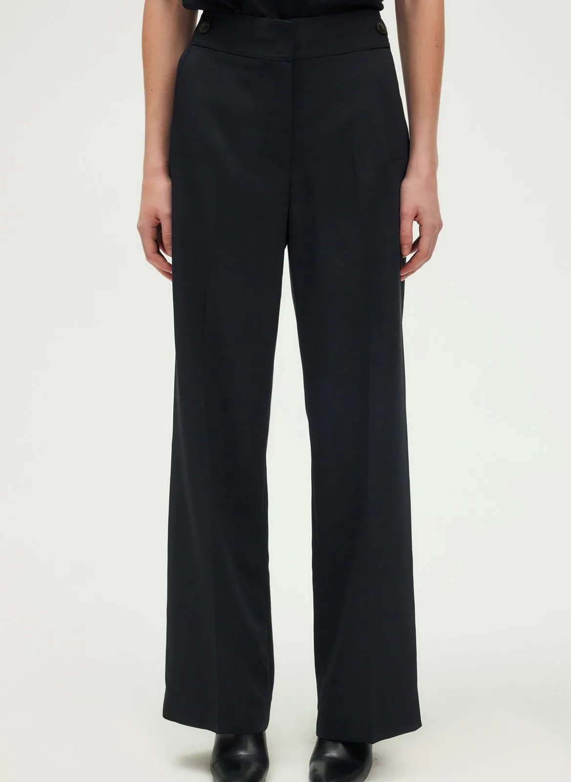 Pantalon large satiné Bleu JASON