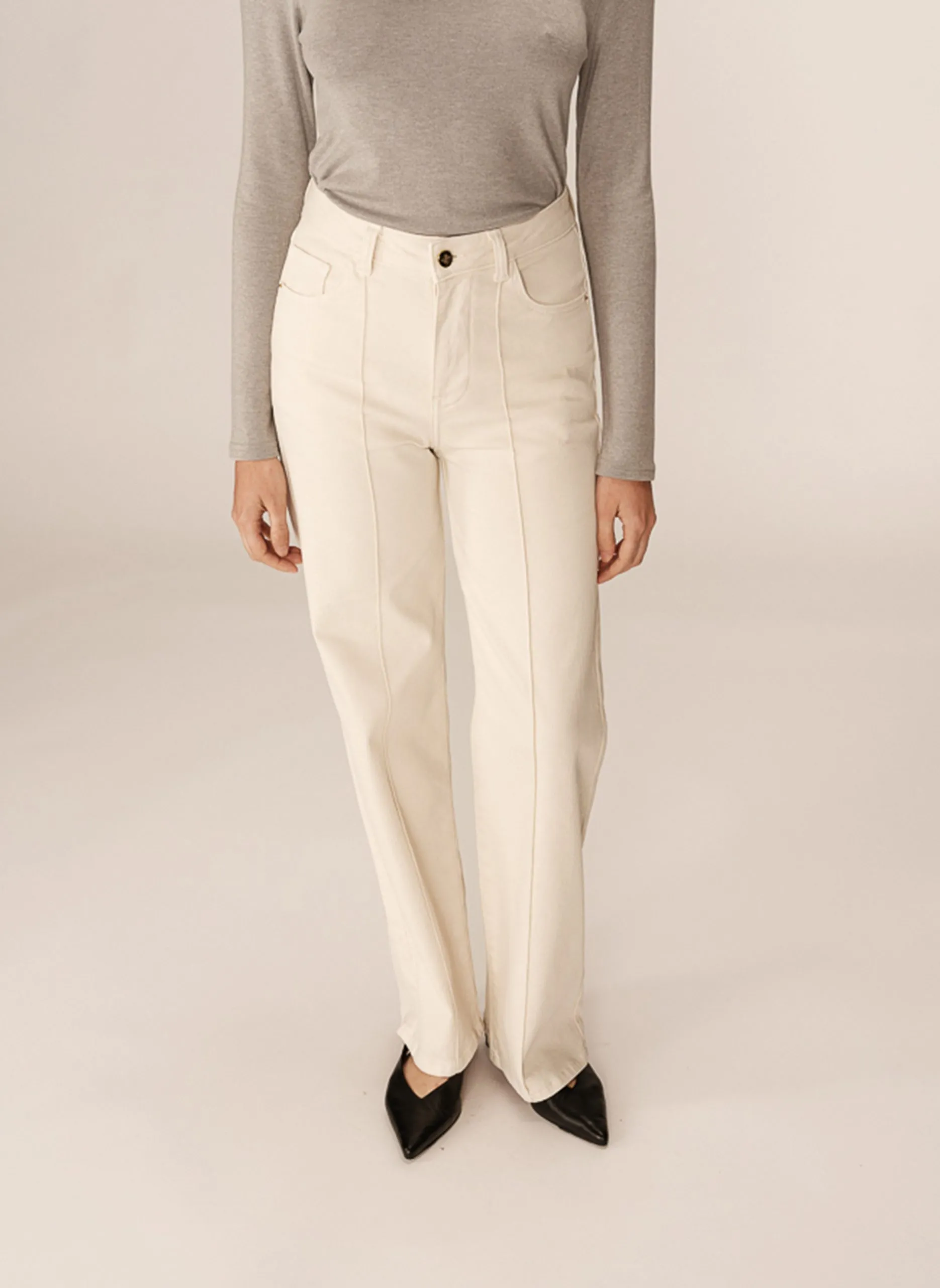 Jean droit en coton mélangé Blanc JUSTIN