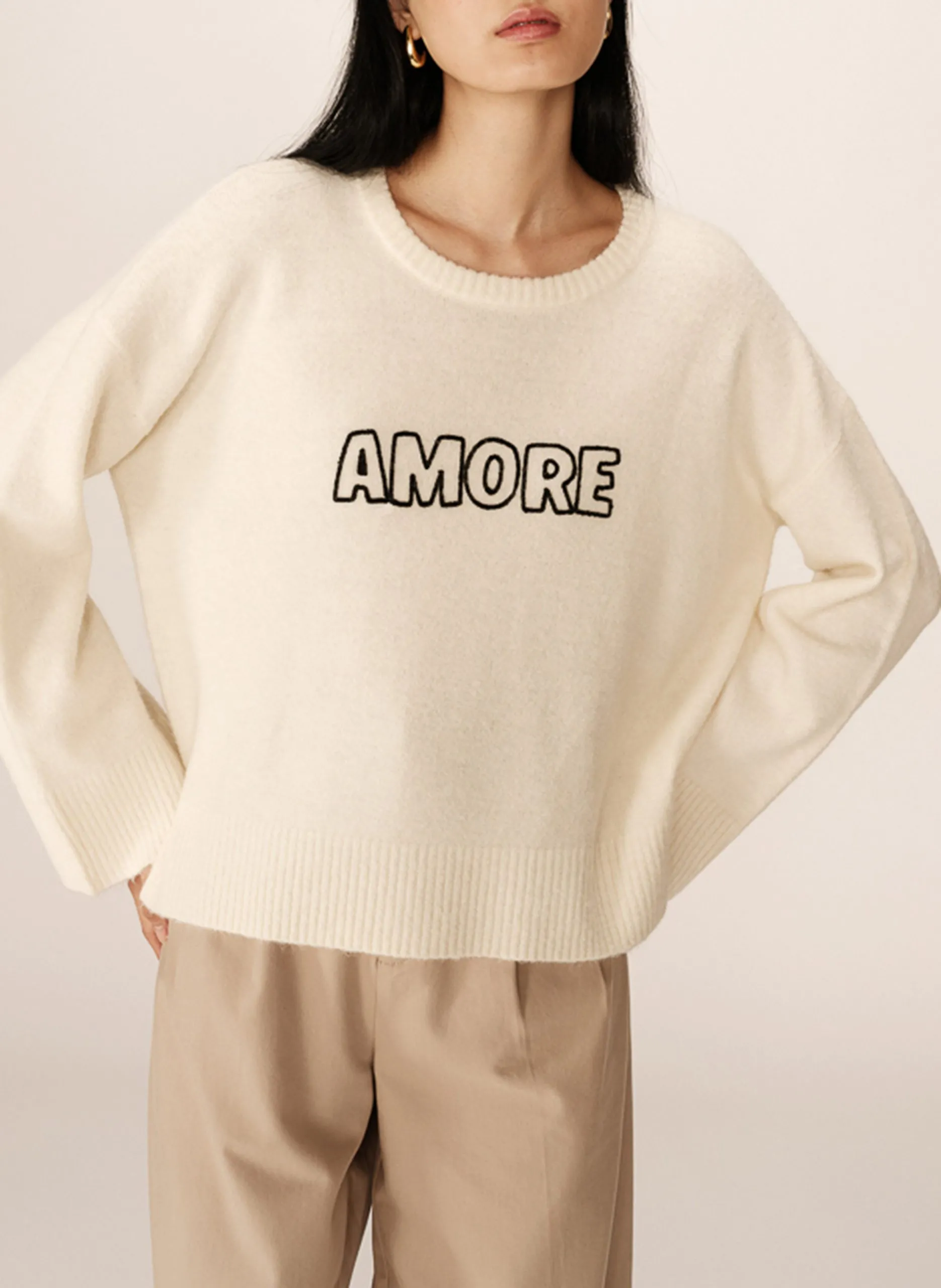 Pull oversize en maille Blanc PACIFICO