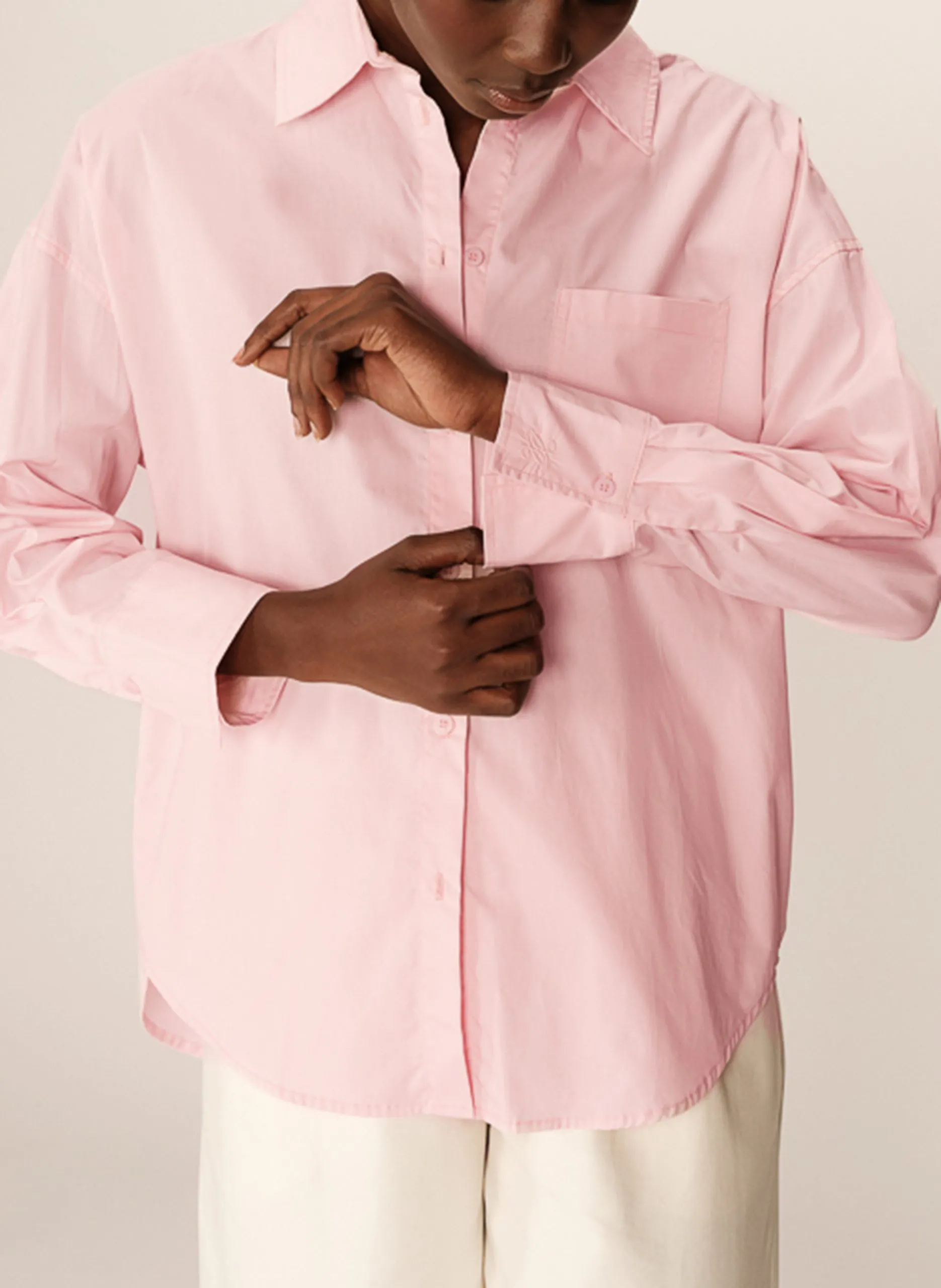 Chemise oversize boutonnée Rose PARIS