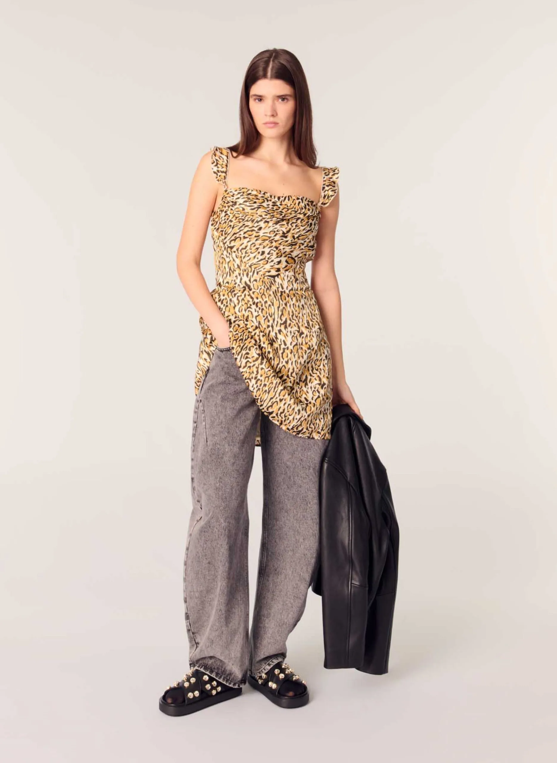 Robe courte à bretelles imprimée Multicolore