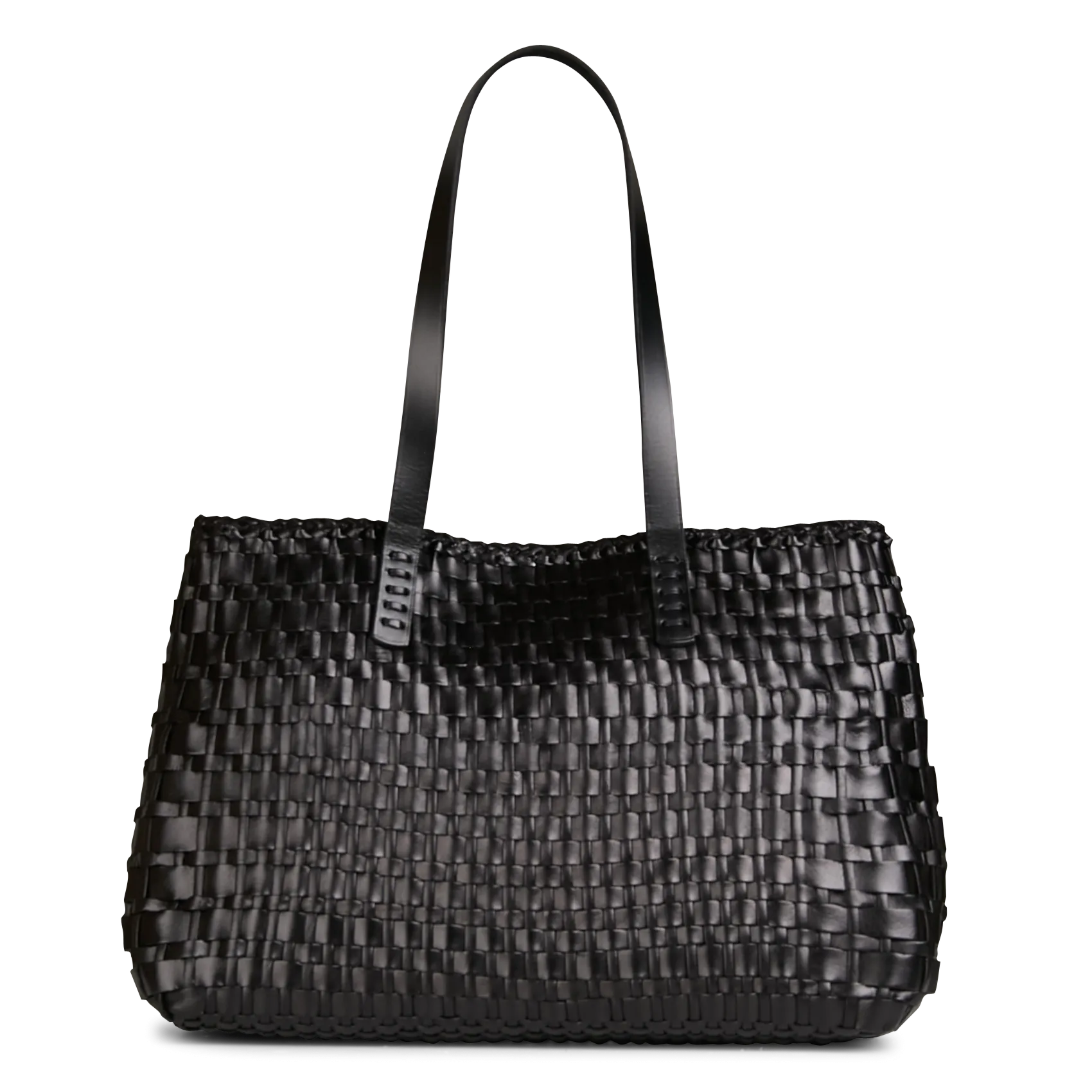 Sac porté épaule en cuir tressé Noir SALVAGE