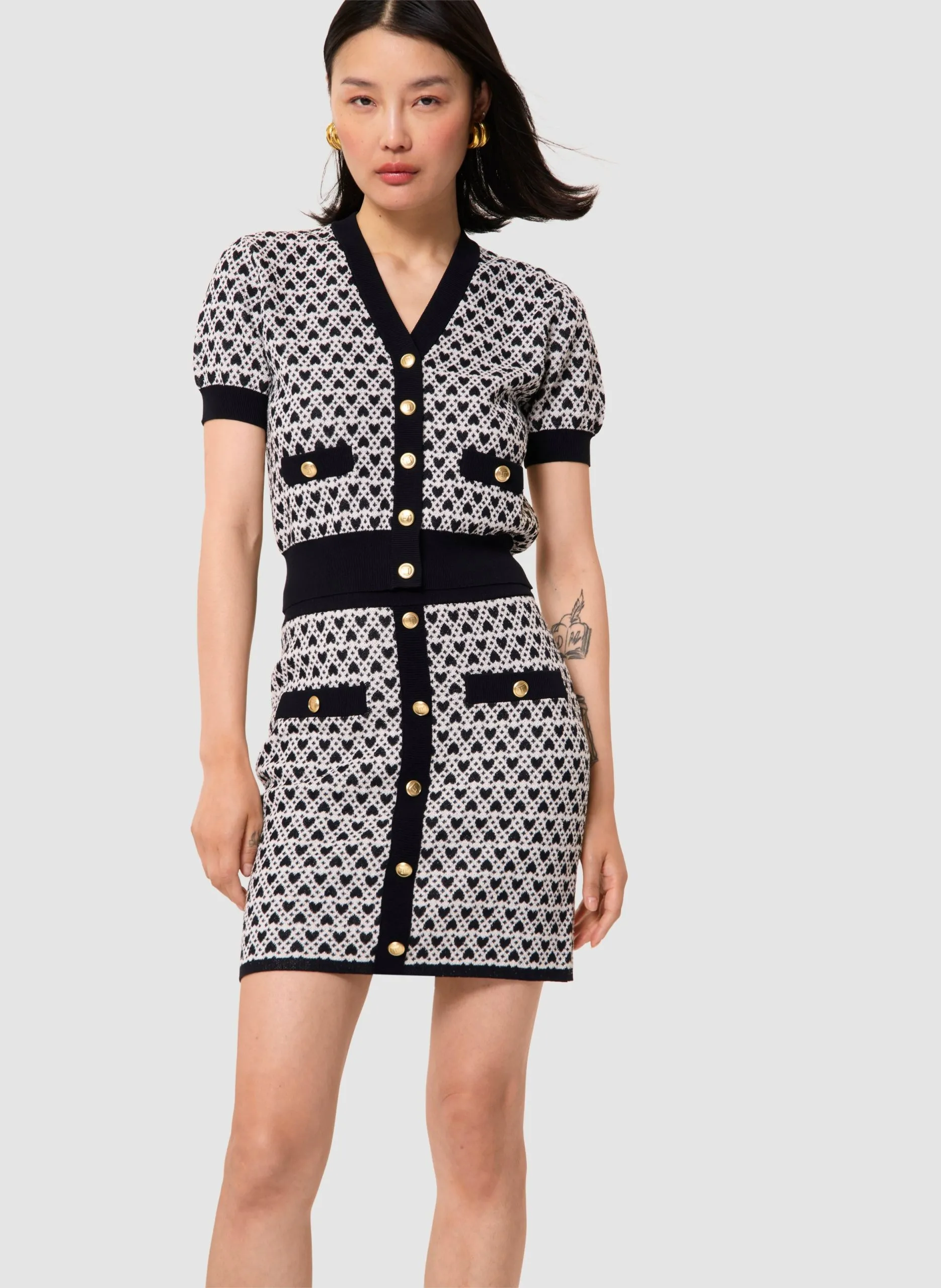 Jupe courte en coton mélangé Blanc JANI