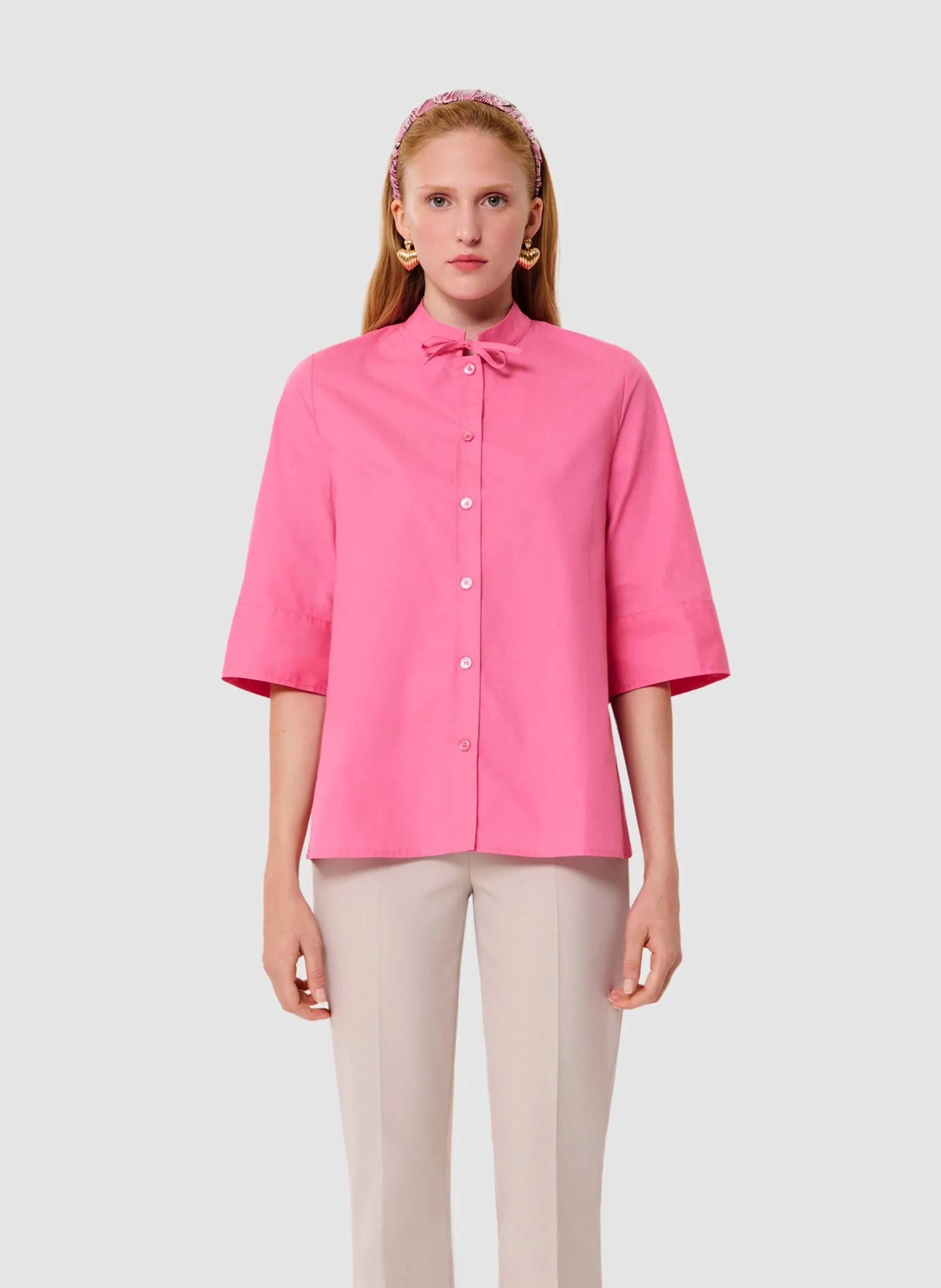 Chemise droite à liens au dos Rose CLEM