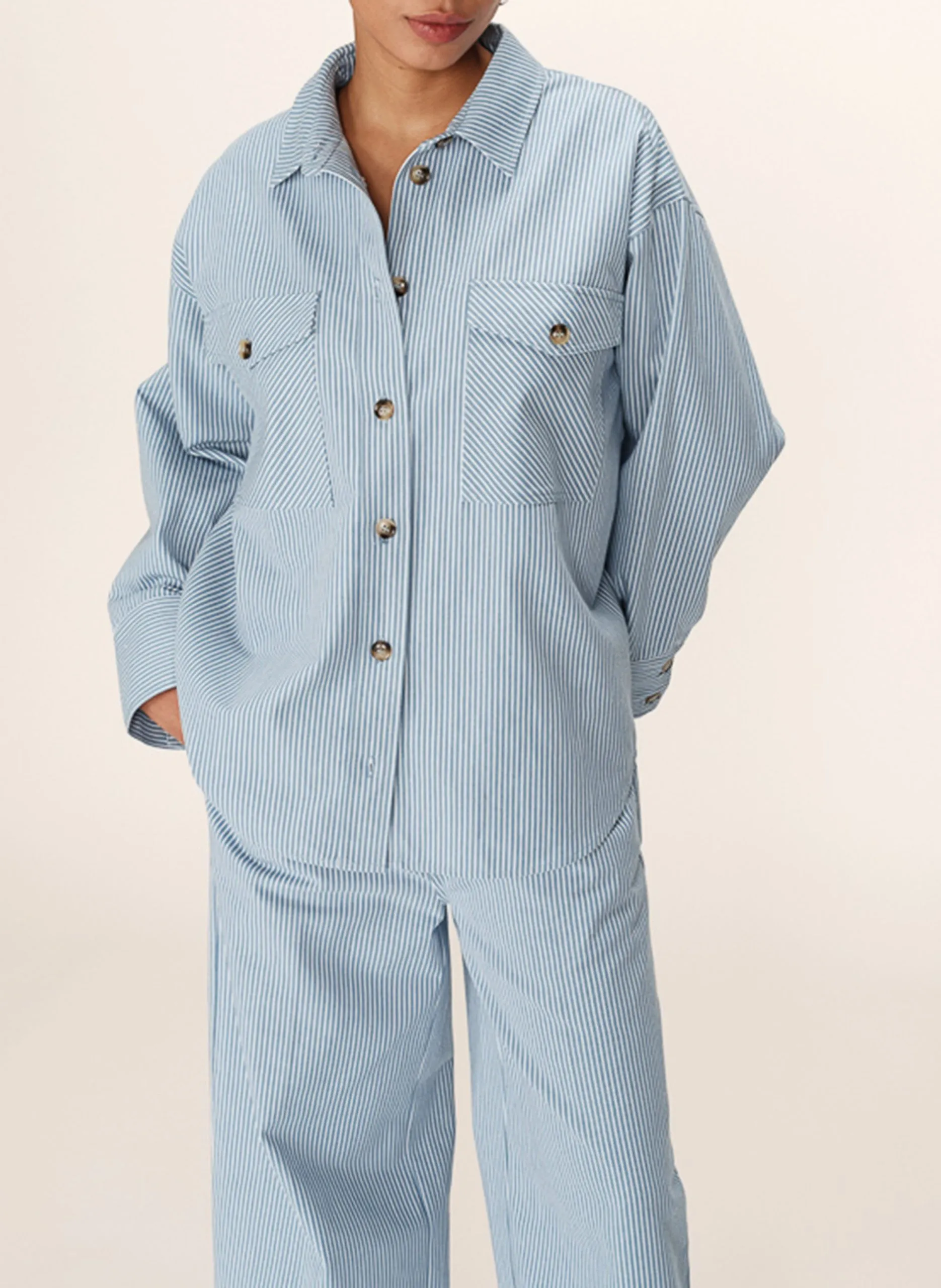 Chemise ample boutonnée Bleu PEGGY