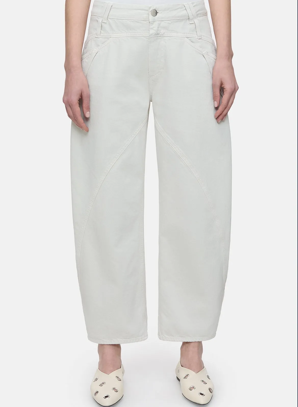 Jean barrel en coton mélangé Beige FORTI