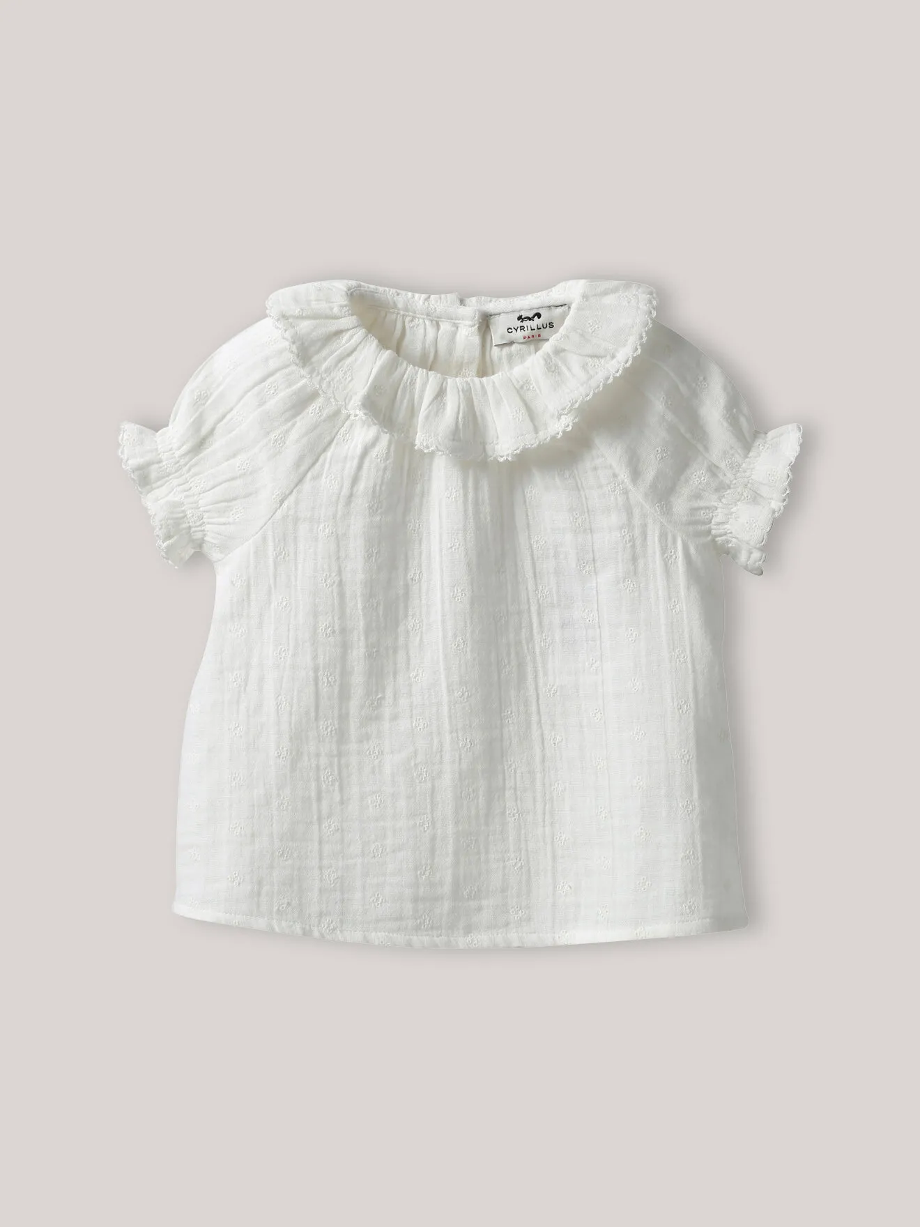Blouse brodée en gaze de coton Blanc