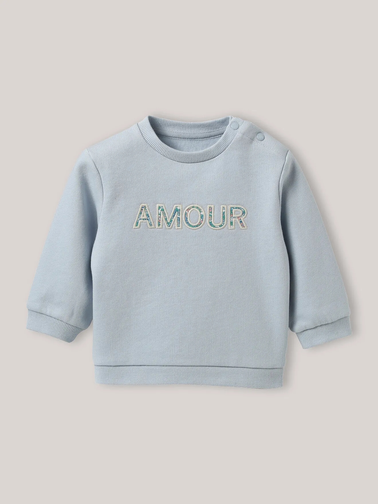 Sweat lettres en tissu liberty en coton biologique Bleu