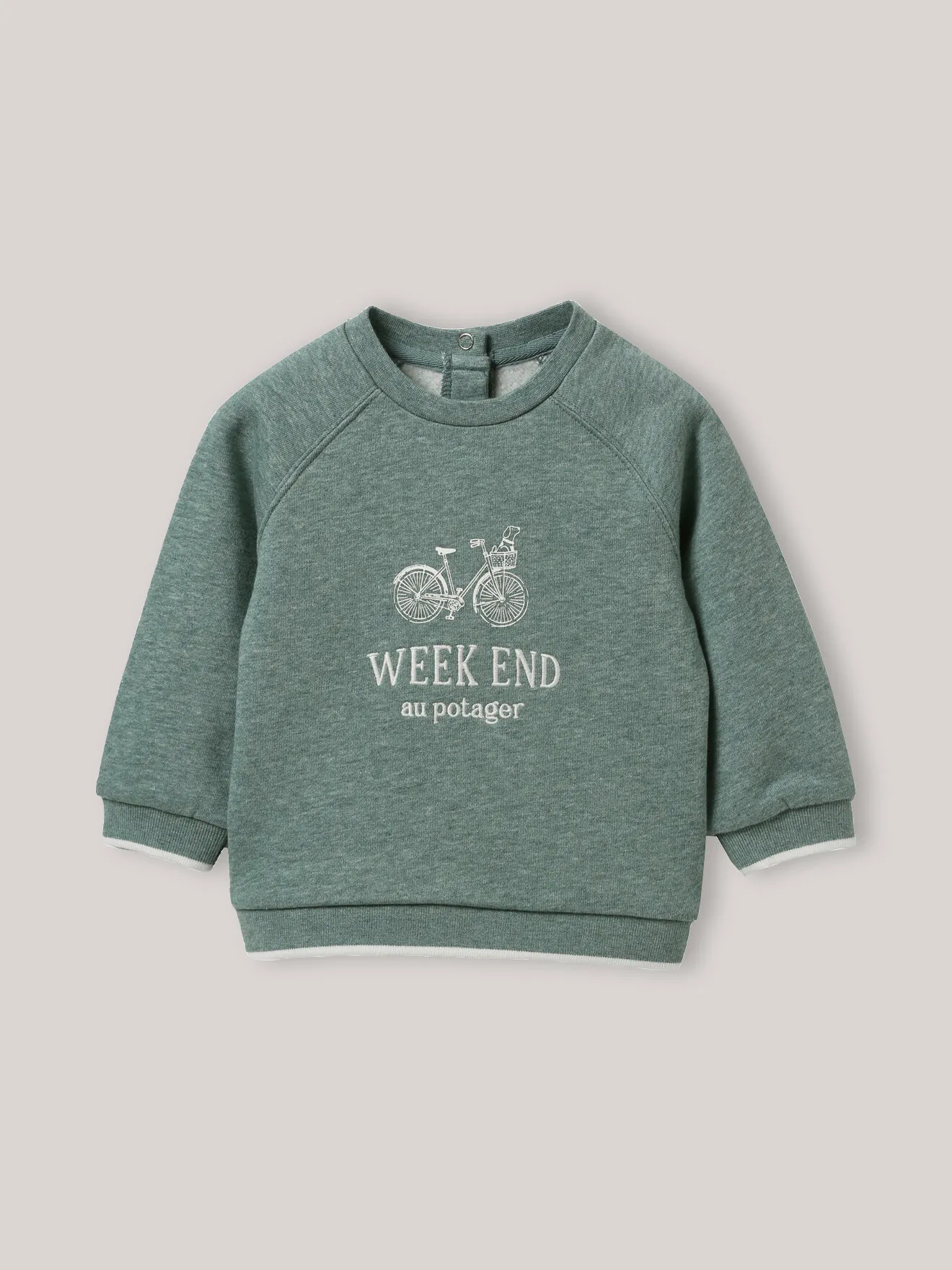 Sweat brodé en coton biologique Vert