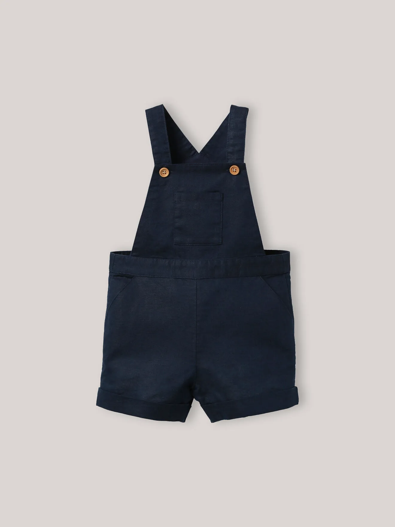 Salopette courte lin et coton Bleu