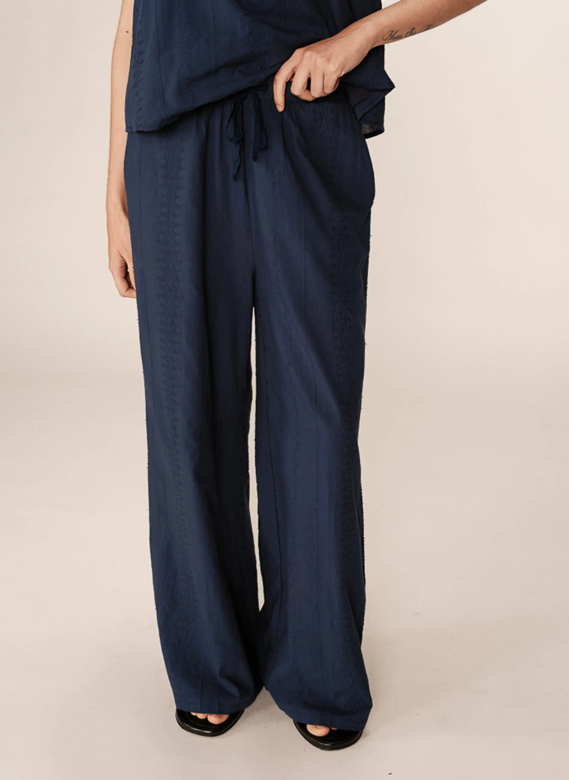 Pantalon droit en coton Bleu PICCOLI